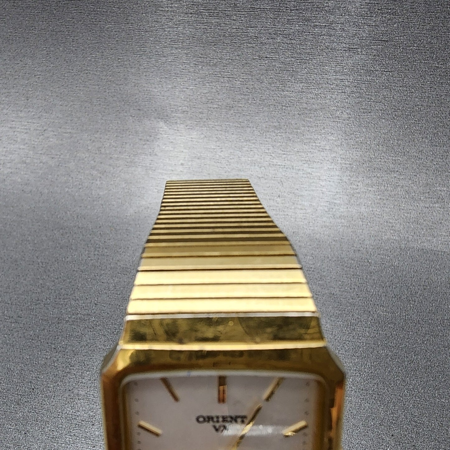 Orient VX Tank Watch Men 27mm Silver Dial Gold Tone Rectangle PARTS