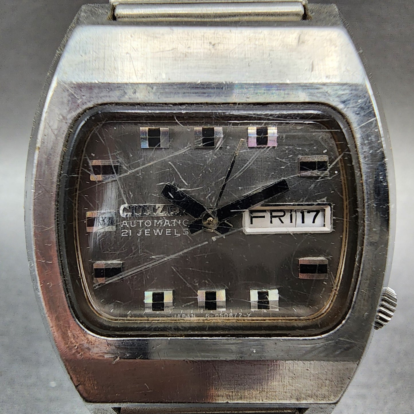 VTG Citizen Automatic Watch Men 36mm Silver Dial Steel Daydate Rectangle READ!!!