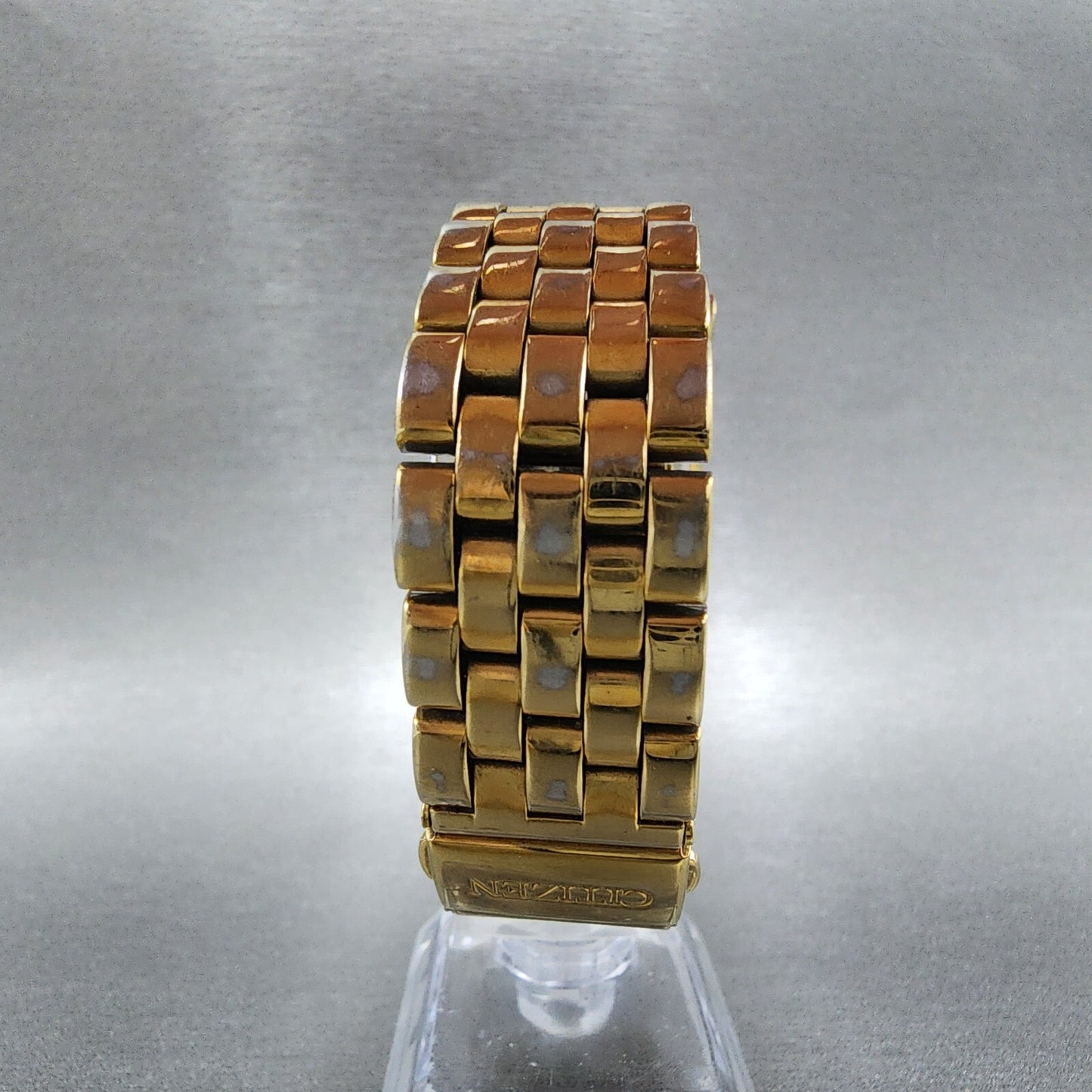 Citizen Tank Watch Men 27mm Champagne Dial Gold Tone Rectangle New Battery