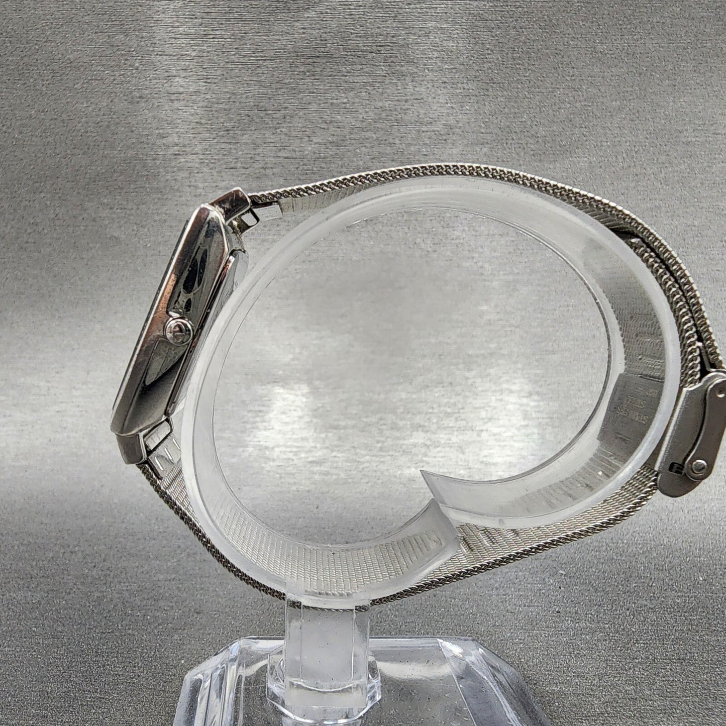 Skagen Grenen Tank Watch Women 23mm Silver Dial Steel Date Rectangle New Battery
