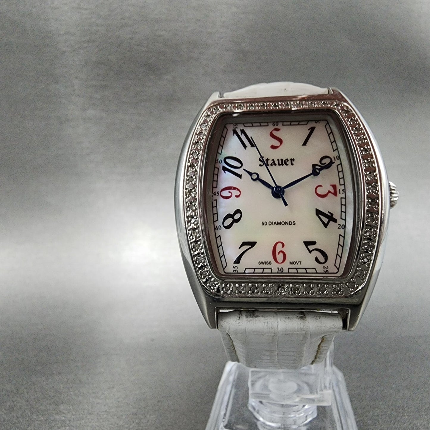 Stauer Watch Women 34mm MOP Dial Steel Diamond Accents 15510 New Battery