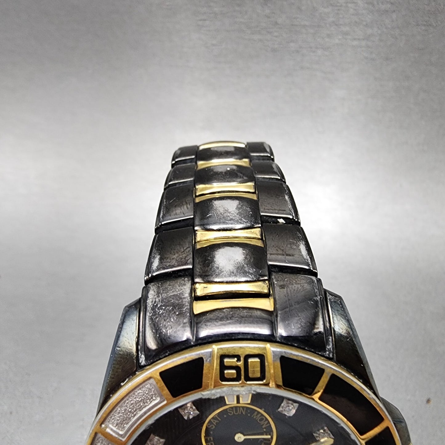 Bulova Marine Star Watch Men 42mm Black Dial Black Tone Daydate 98D002 New Batt