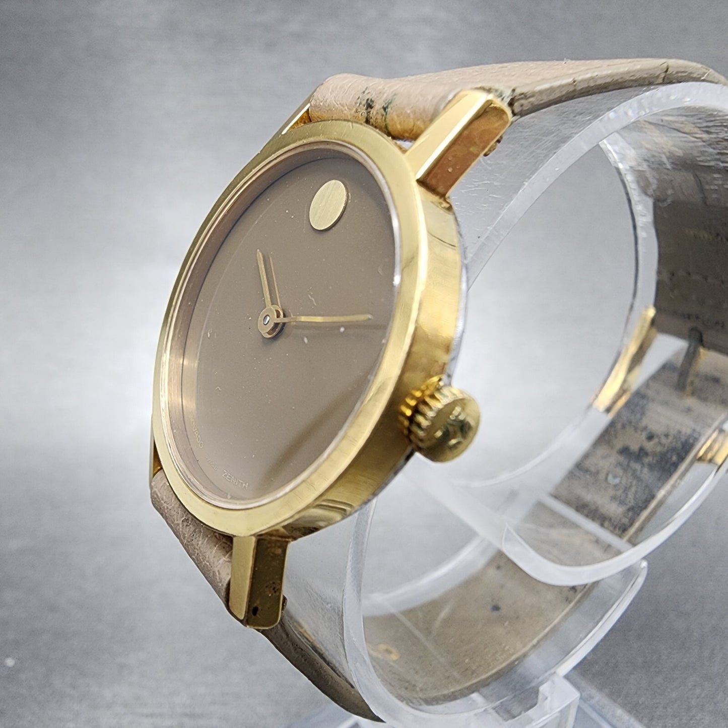 VTG Movado Muesum Watch Women 25mm brown Dial Gold Plated Manual Wind Runs