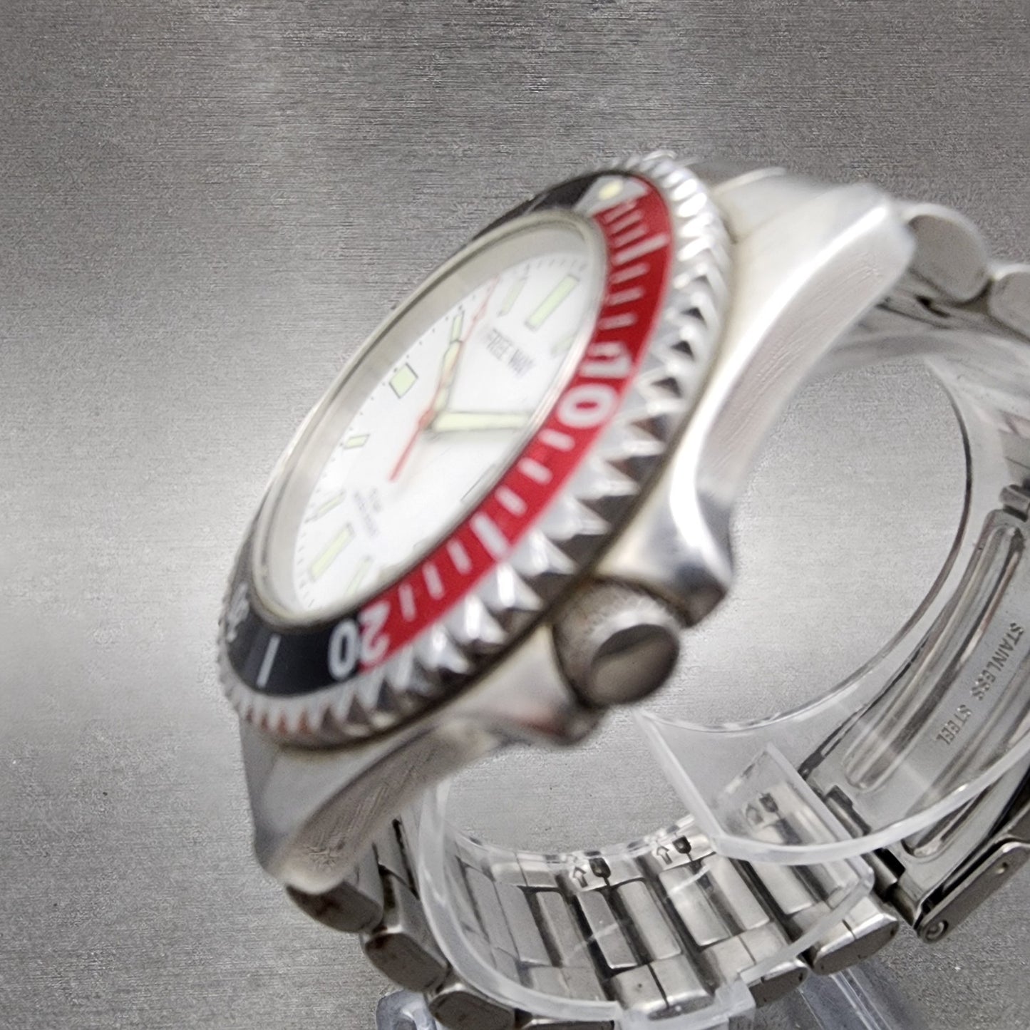 Citizen Free Way Diver Watch Men 41mm White Dial Silver Tone Coke Bezel New Batt