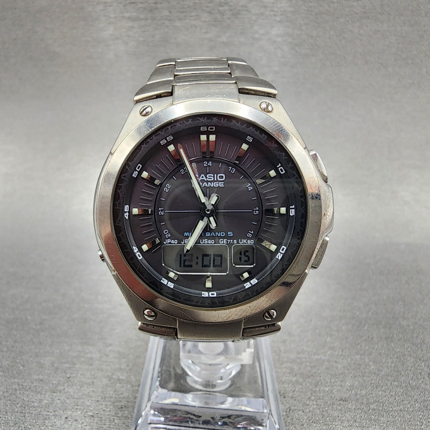 Casio I-Range Watch Men 41mm Black Dial Analog Digital Titanium IRW-M10T Works