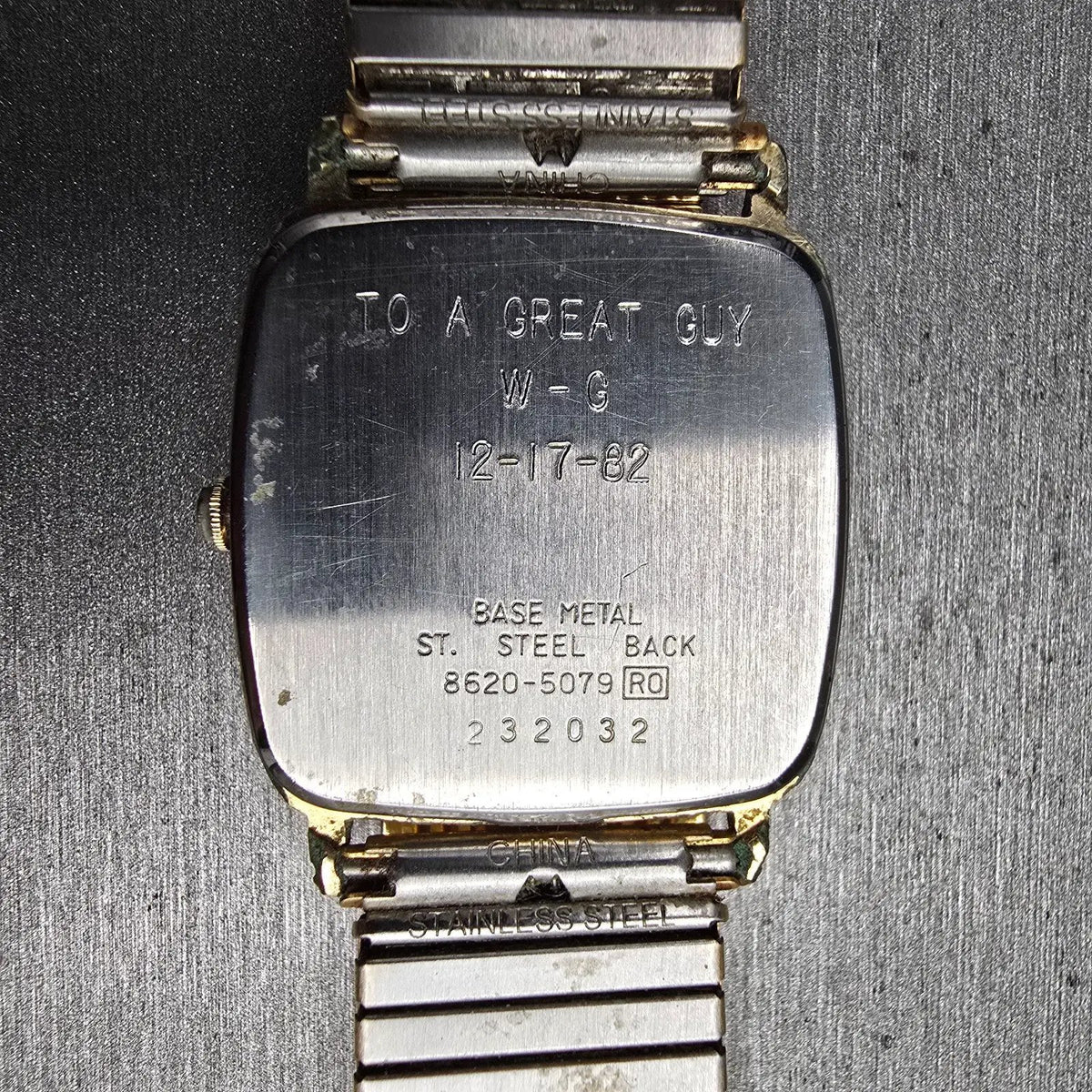 Seiko Watch Men 29mm Gold Dial Gold Tone Rectangle 8620-5079 New Battery10
