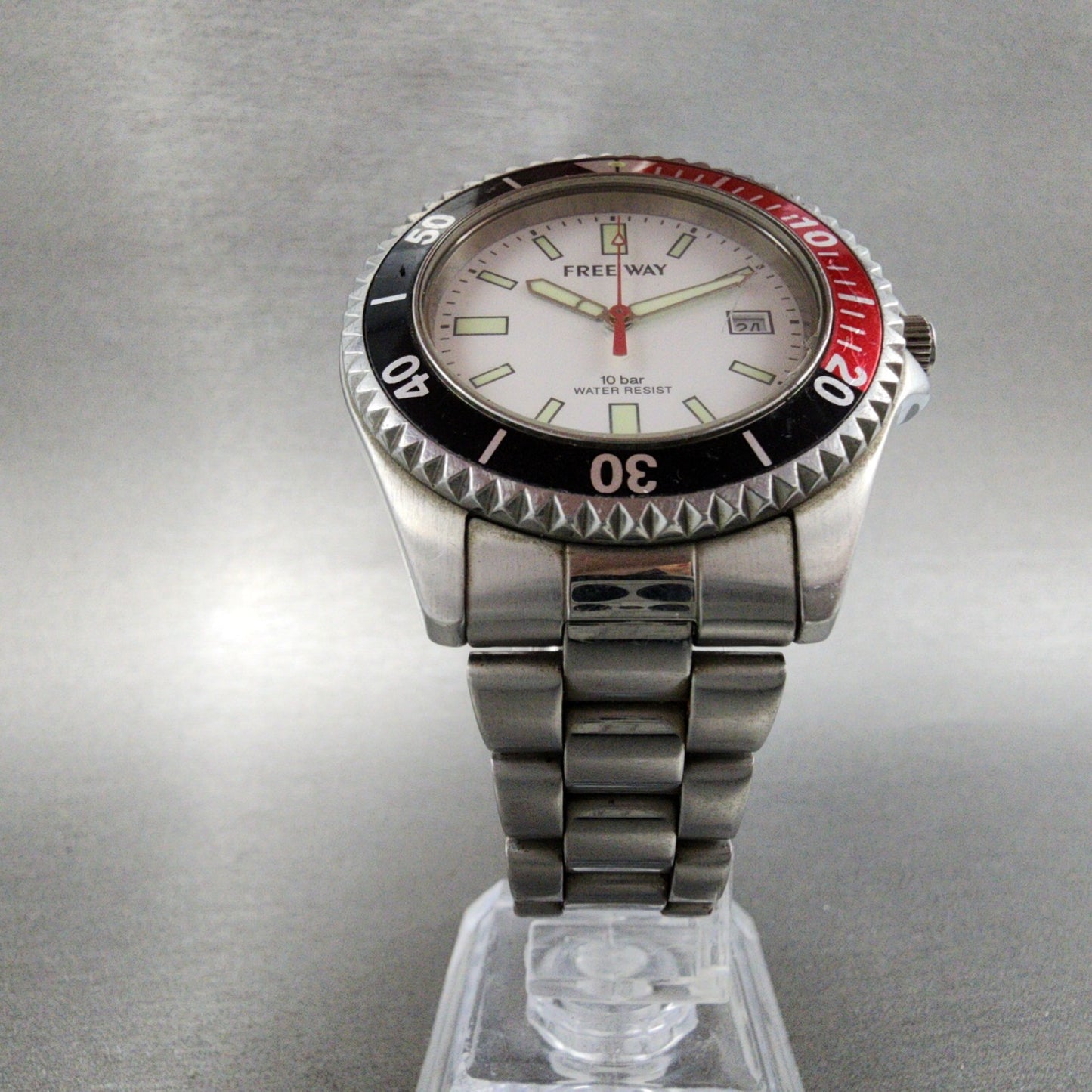 Citizen Free Way Diver Watch Men 41mm White Dial Silver Tone Coke Bezel New Batt