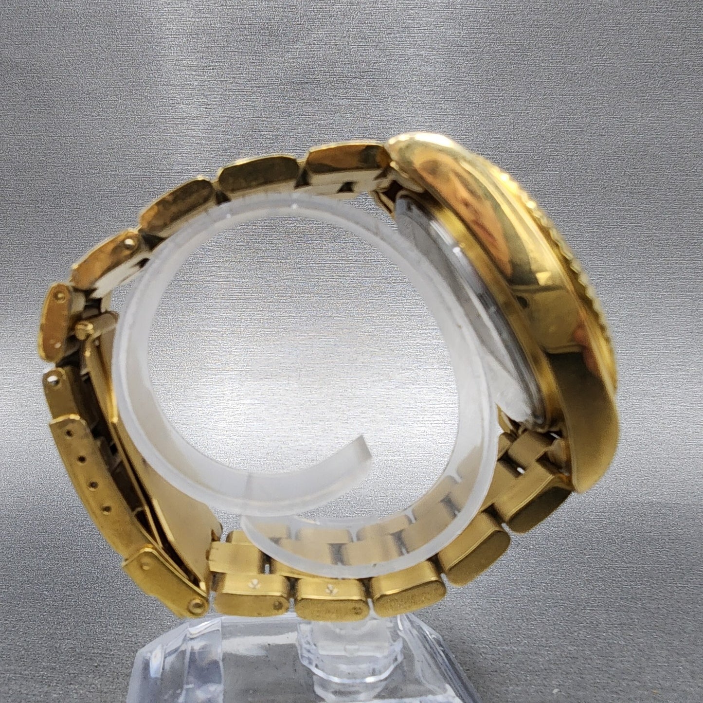 Stauer Watch Men 40mm Gold Foil Dial Gold Tone Daydate 24867 New Battery