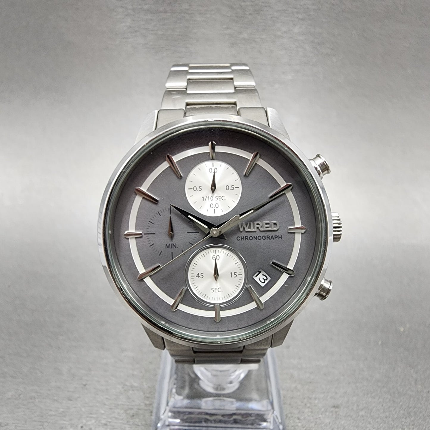 Seiko Wired Chronograph Watch Men 40mm Silver Dial Steel Date Vd57-kjd0 New Batt
