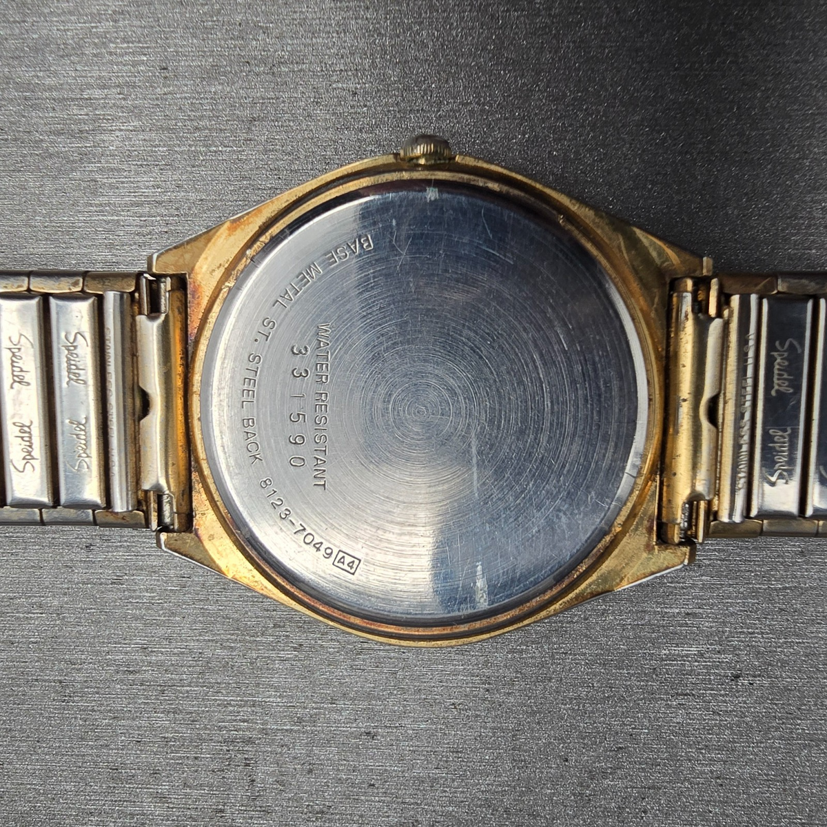 Seiko SQ Watch Men 35mm Champagne Dial Gold Daydate 8123-7049 New Battery VTG10