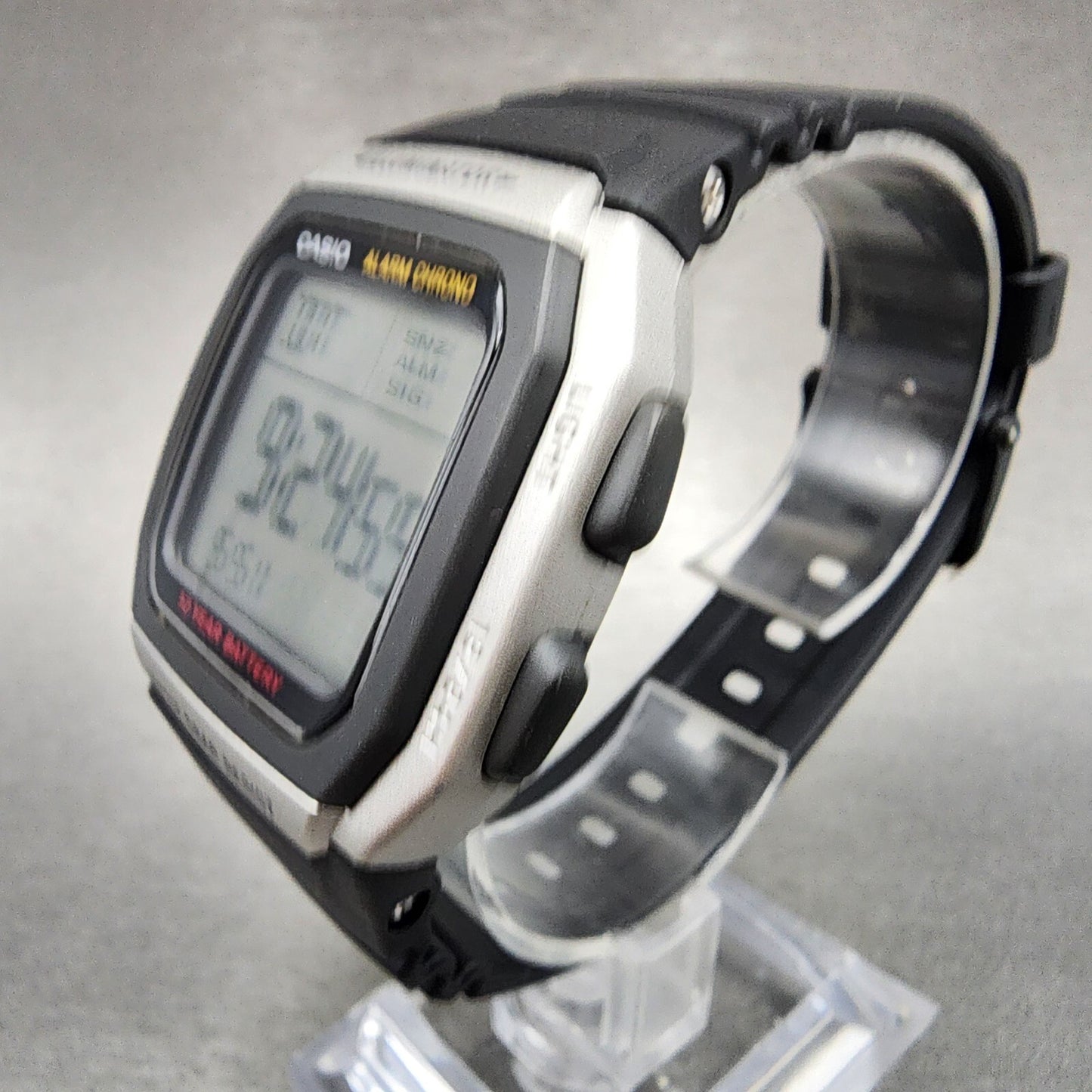 Casio W-96H Watch Men 36mm Digital Silver Tone Alarm Chrono Rectangle New Batt