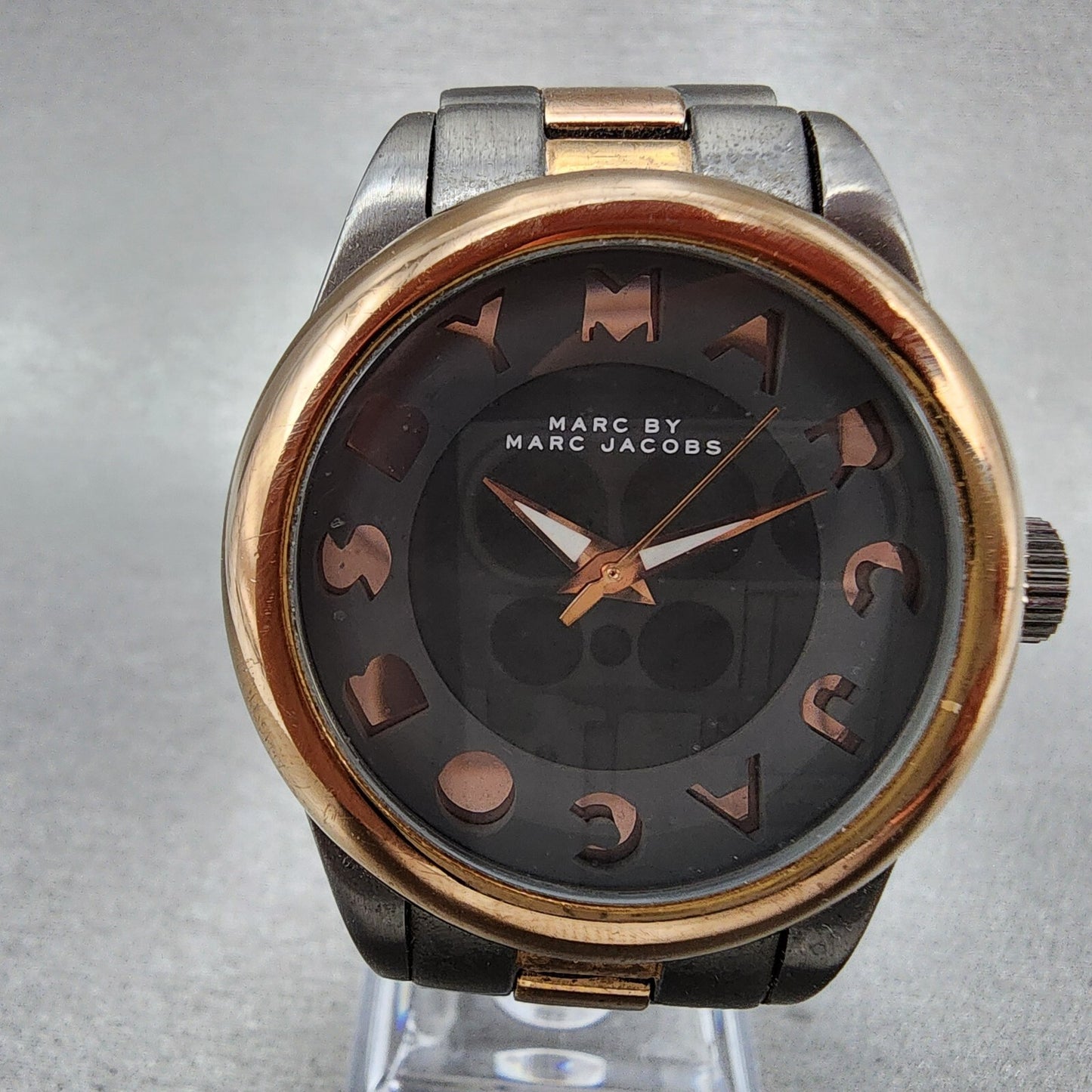 Marc Jacobs Watch Women 36mm Gray Dial Two Tone Round MBM3114 New Battery