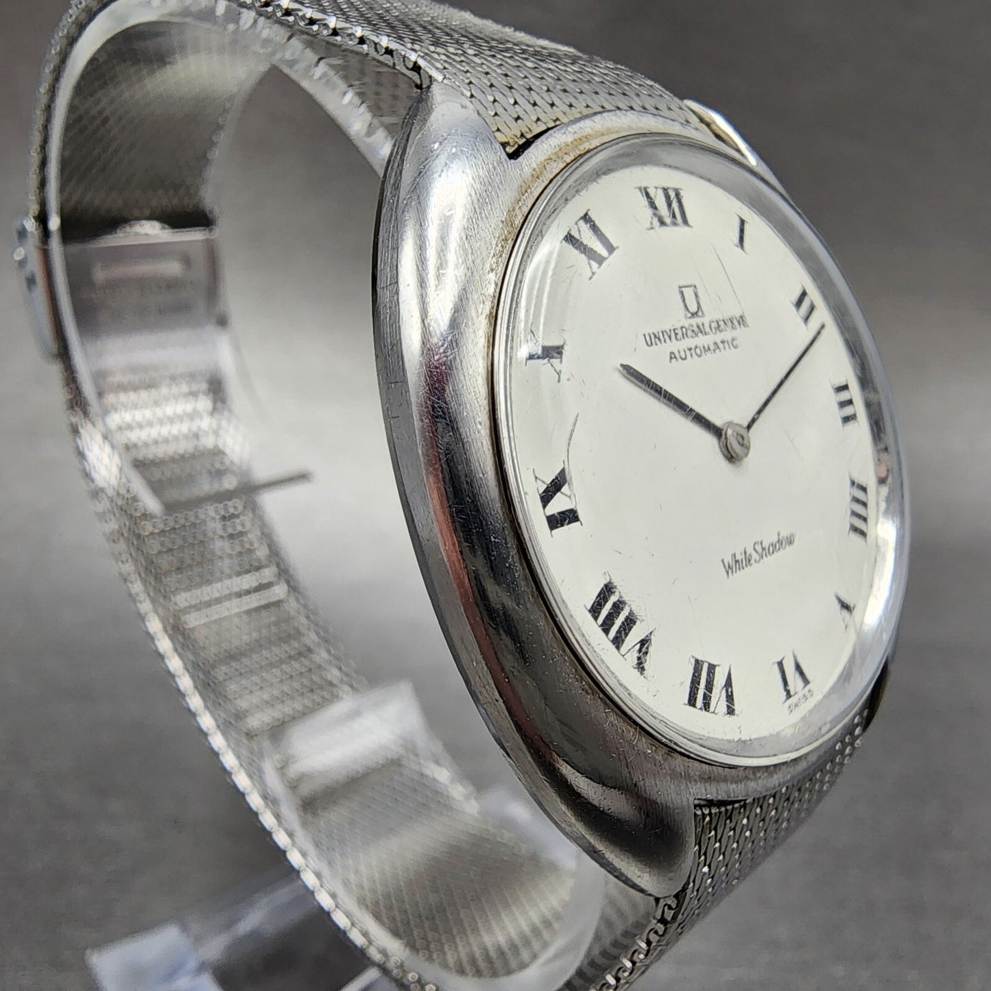 Universal Geneve White Shadow Automatic Watch Men 35mm White Dial Steel 866102