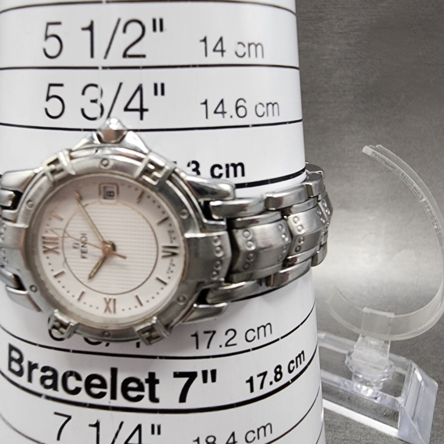 Fendi Orologi Watch Women 26mm White Dial Silver Tone Date Round 3500L PARTS11