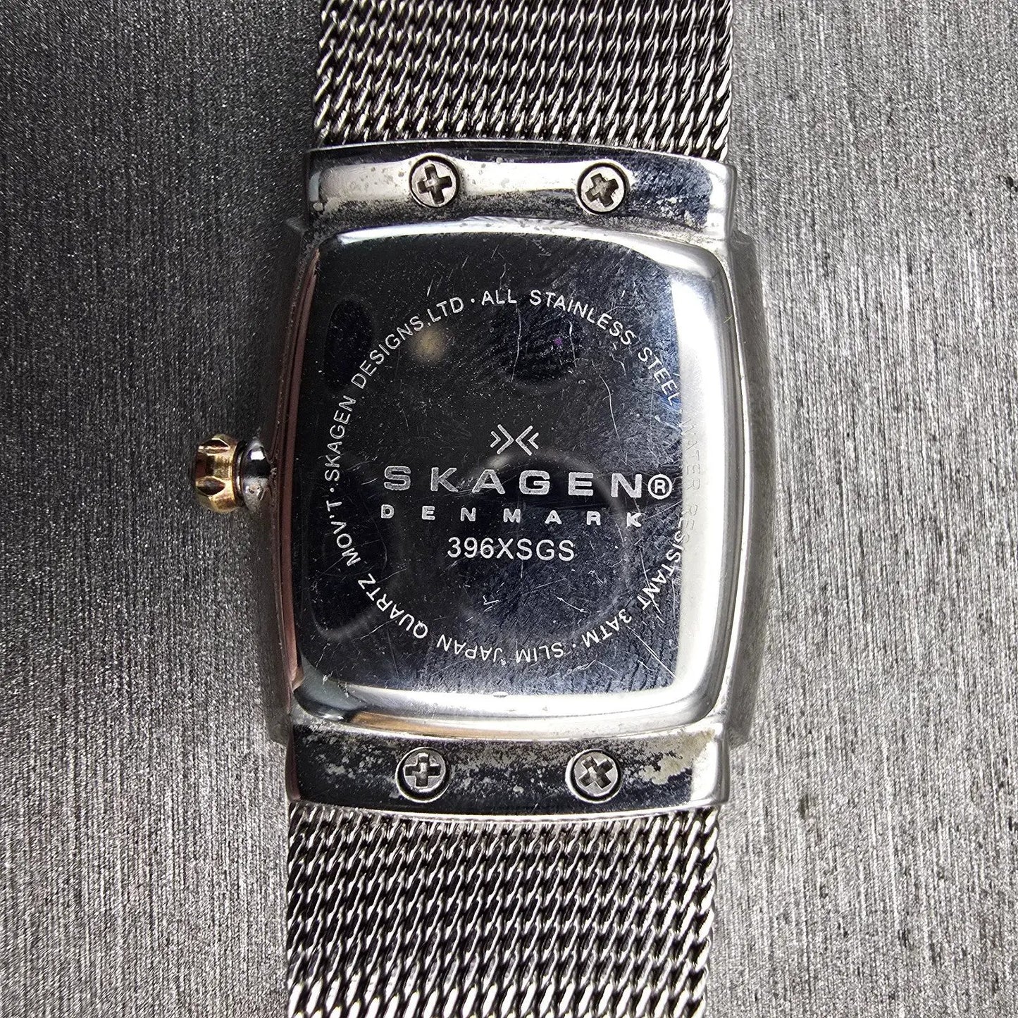 Skagen Watch Women 24mm MOP Dial Silver Tone Rectangle 396XSGS New Battery Mesh10