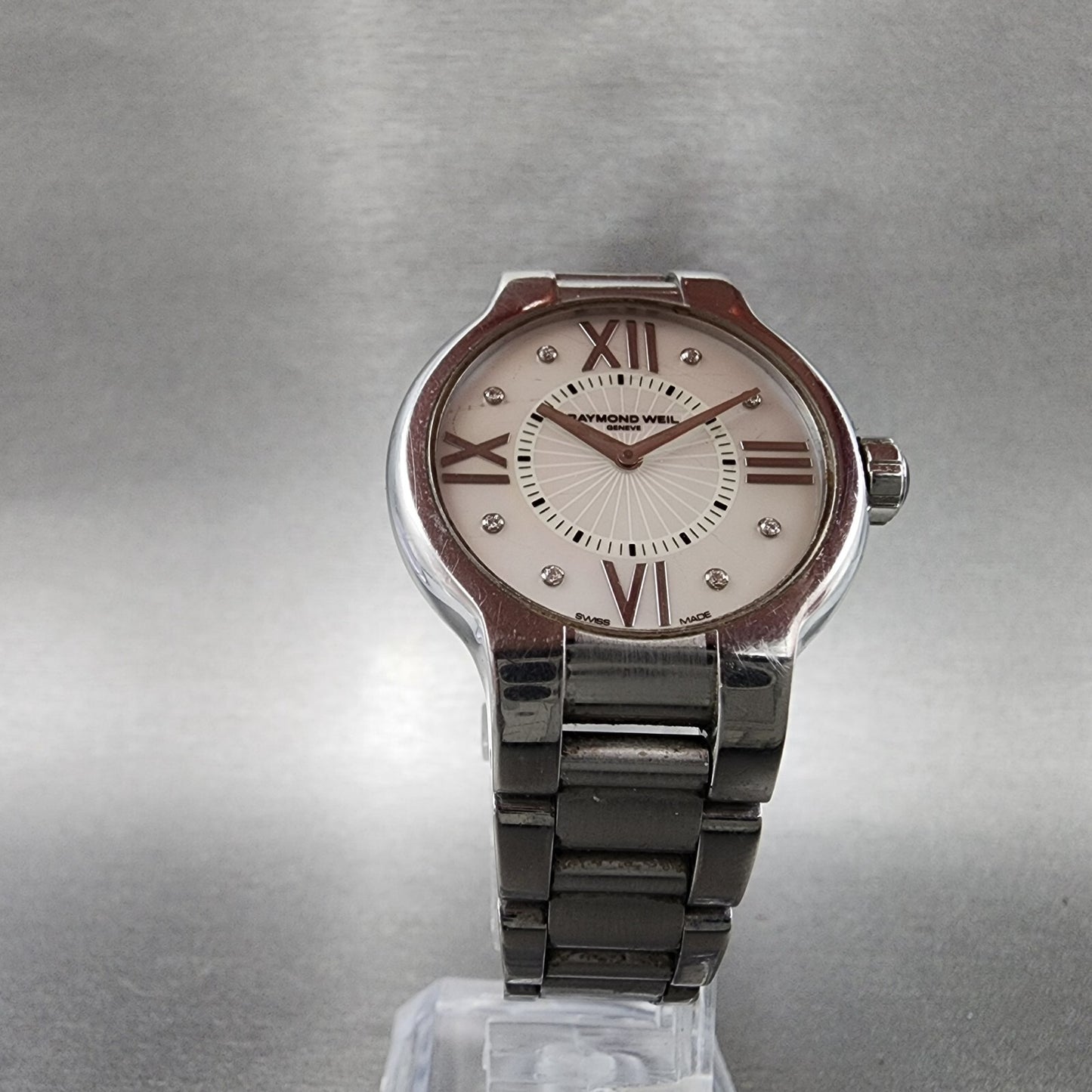 Raymond Weil Noemia Watch Women 32mm MOP Dial Steel Diamond Marker 5932 New Batt