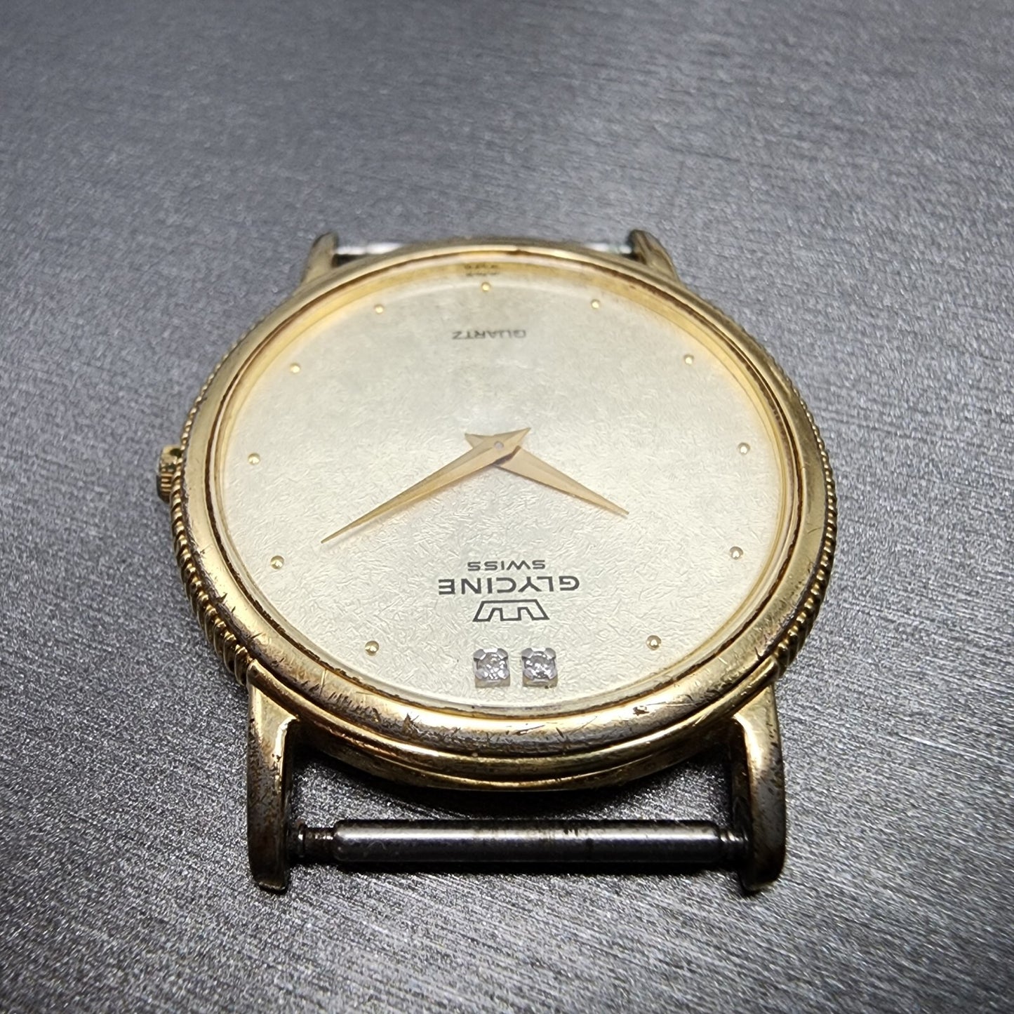 Glycine Watch Men 32mm Champagne Dial Gold Tone Round New Battery