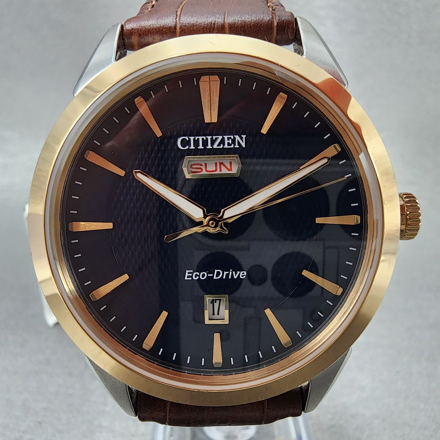 Citizen Eco-Drive Watch Men 40mm Blue Dial Two Tone Daydate Round AW0096-06L