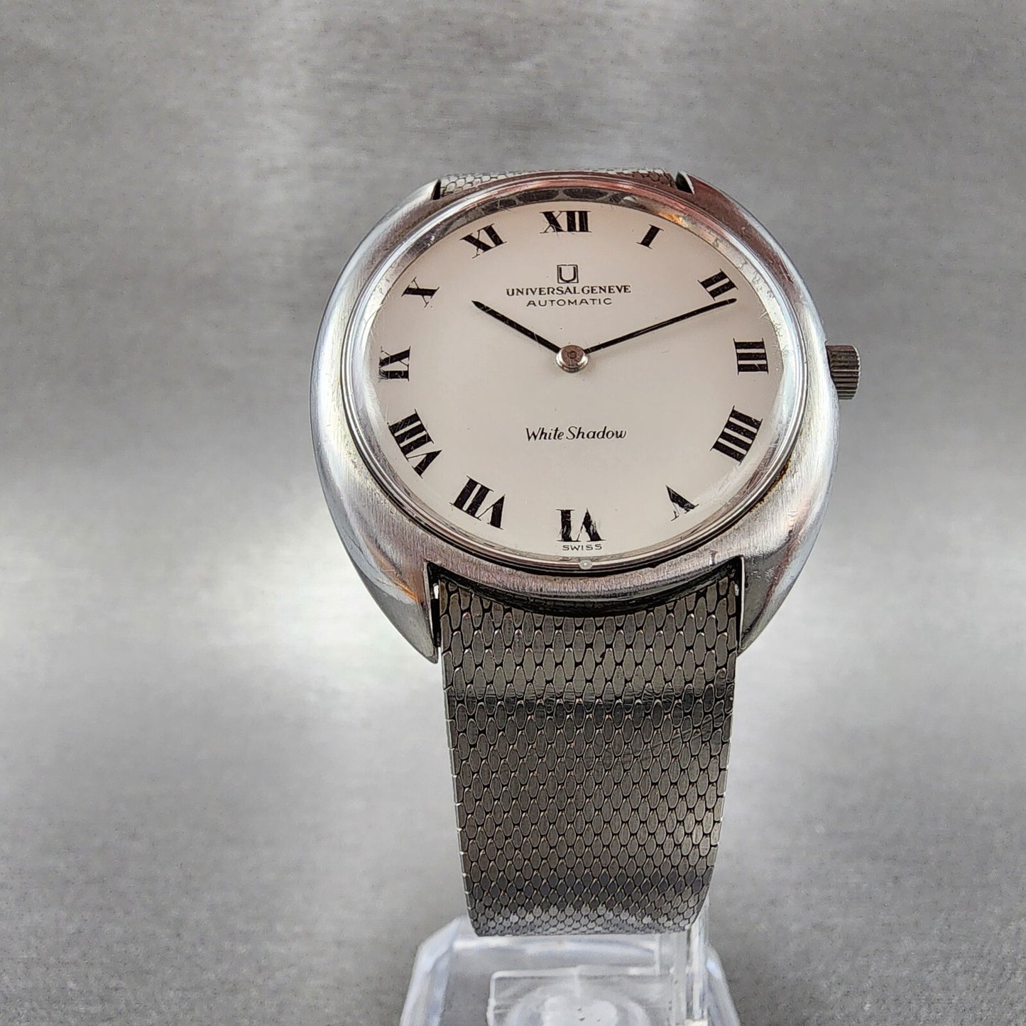 Universal Geneve White Shadow Automatic Watch Men 35mm White Dial Steel 866102