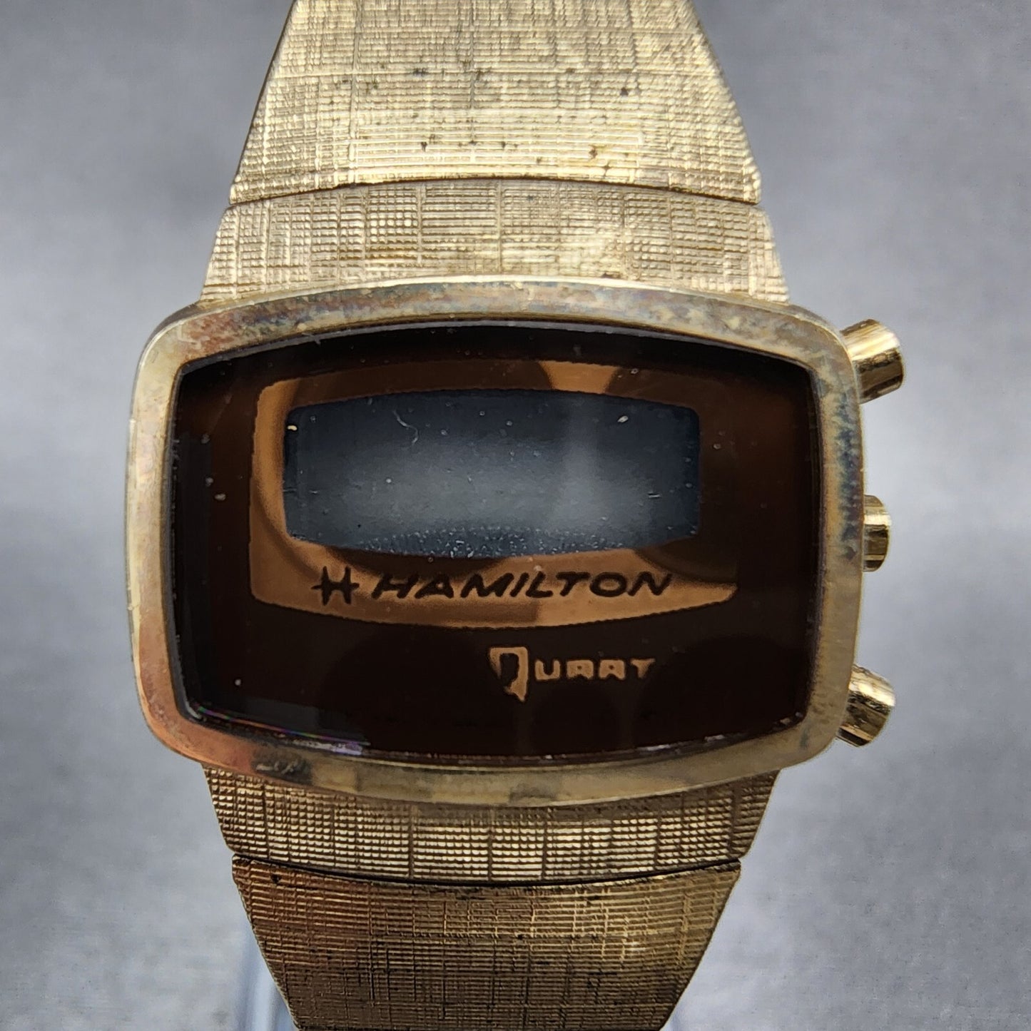 Hamilton Digital Watch Women 23mm LCD Brown Dial Gold Tone PARTS