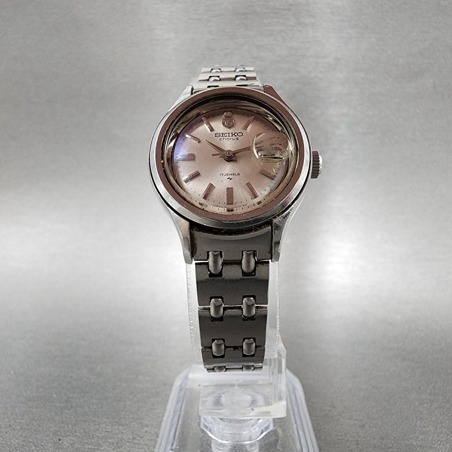 Seiko Chorus Watch Women 25mm Silver Dial Silver Tone Date Manual 2118-0200 Runs
