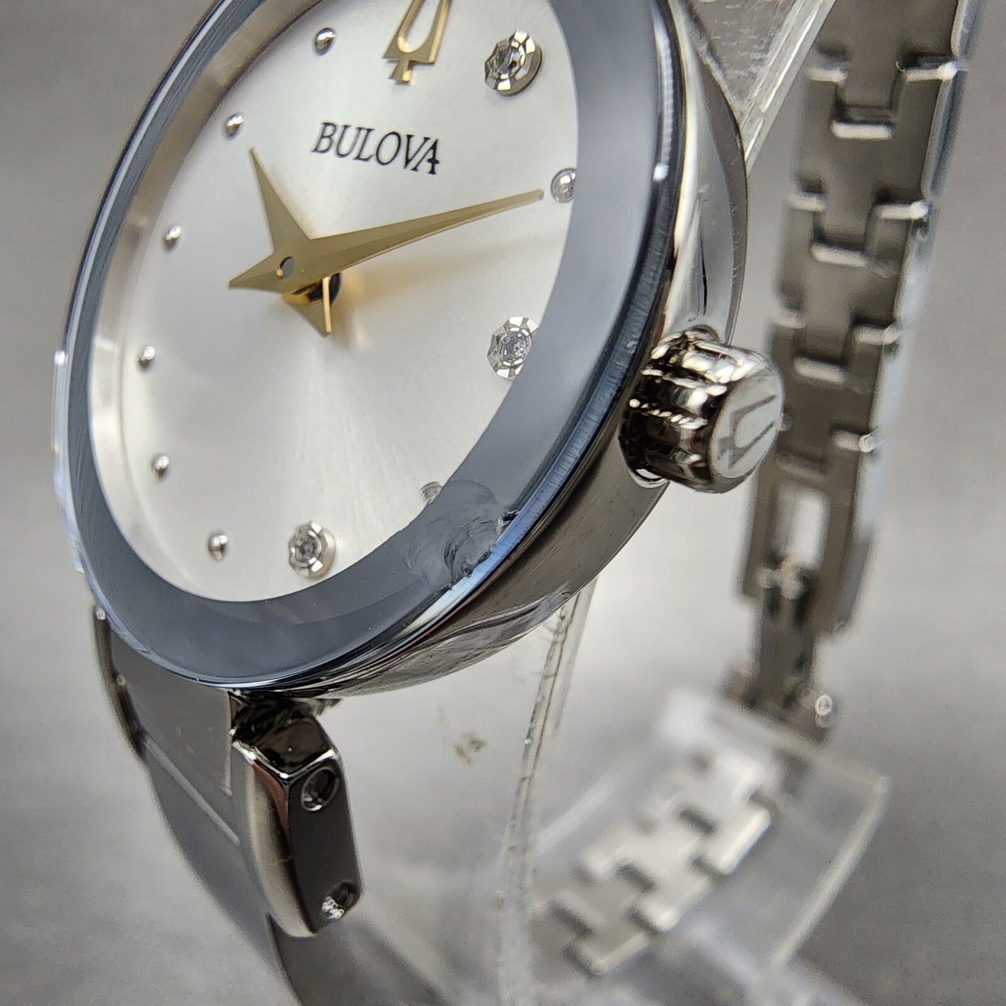 Bulova Marc Anthony Watch Women 26mm White Dial Silver Tone Diamond Accents B123