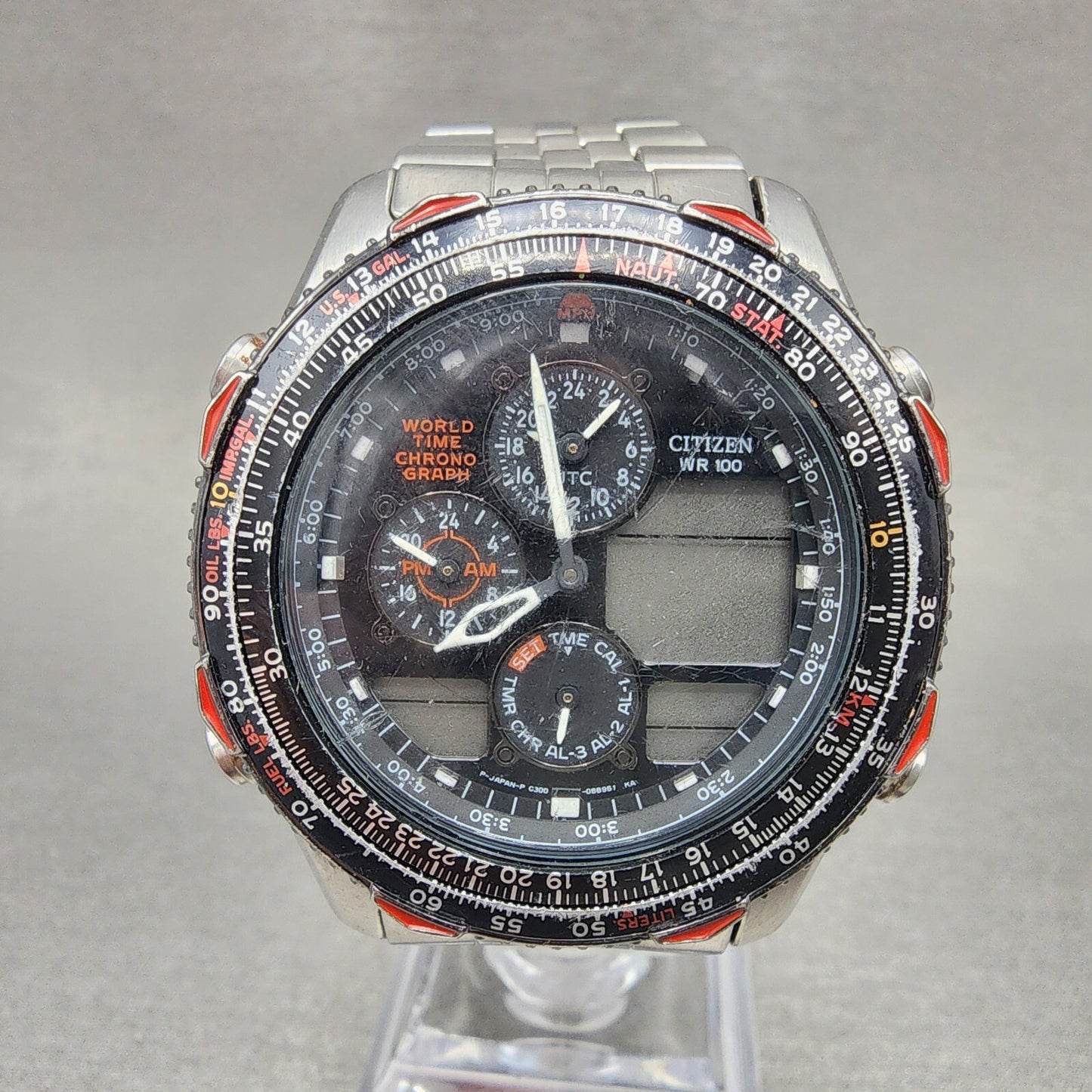 Citizen Skyhawk Watch Men 42mm Black Dial Steel C300-Q00214 PARTS