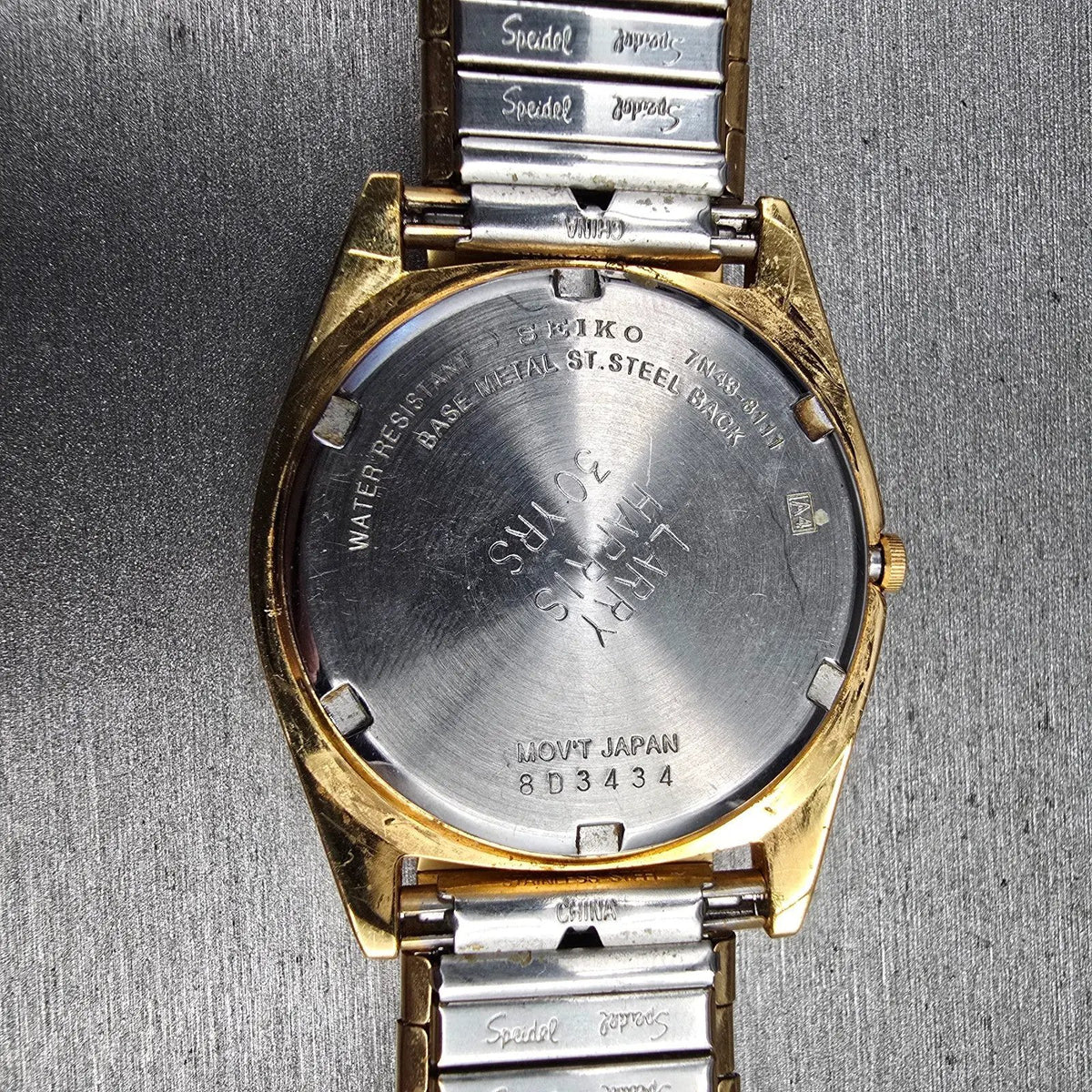 Seiko Watch Men 35mm Gold Dial Gold Tone Date Round 7N43-8111 New Battery JP10