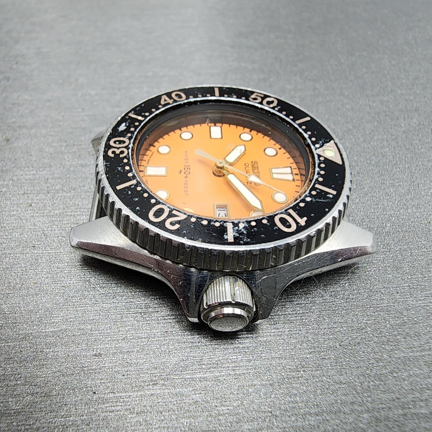 Seiko Diver watch Women 33mm Orange Dial silver Tone Date 2625-0010 New Battery