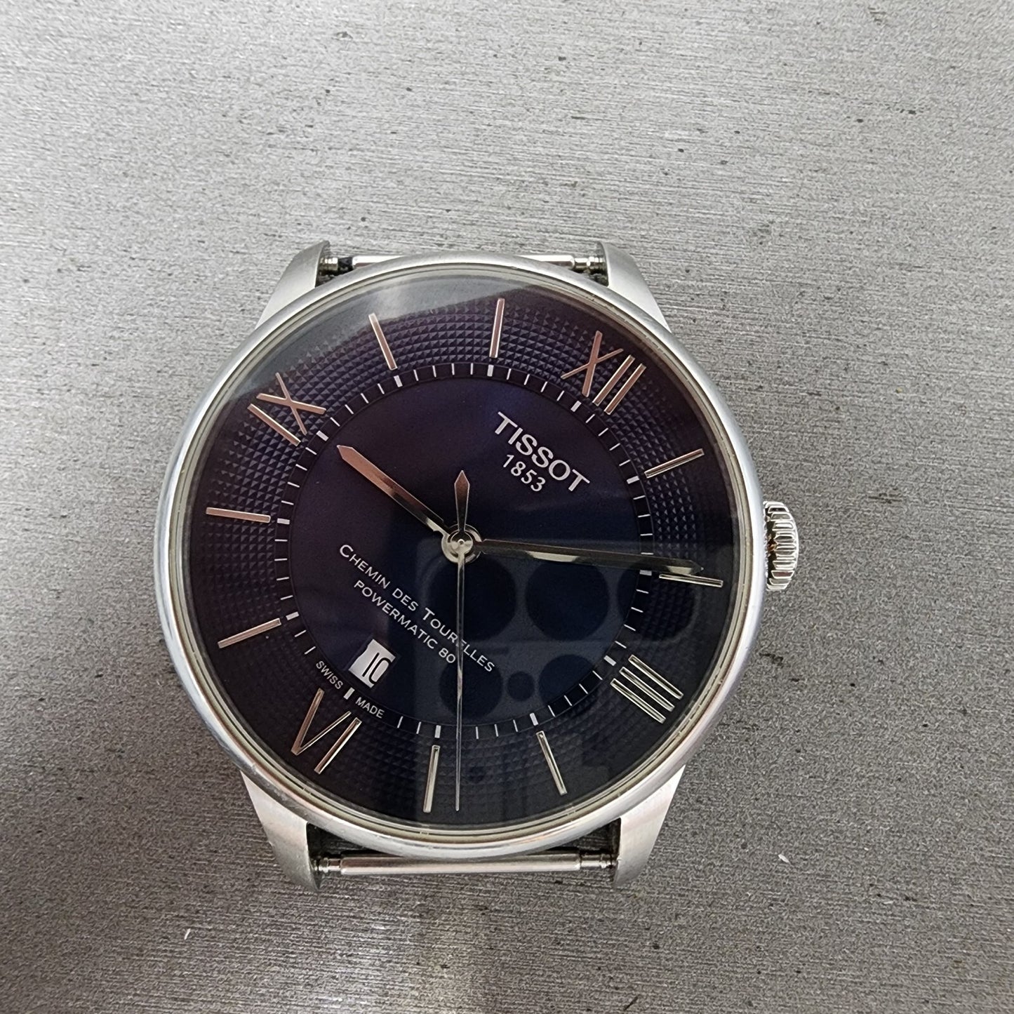 Tissot Chemin Des Tourelles Powermatic 80 Watch Men Blue Dial Steel Date READ!!