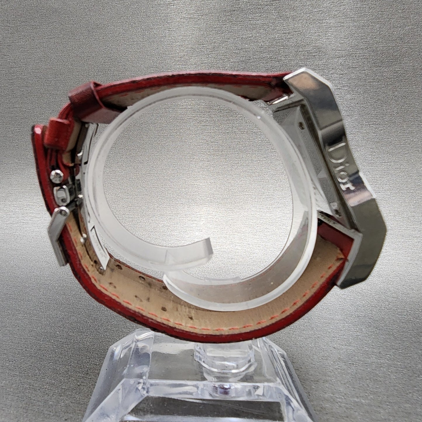 Christian Dior 47 Watch Women 30mm Red Dial Stainless Steel Swiss new Battery