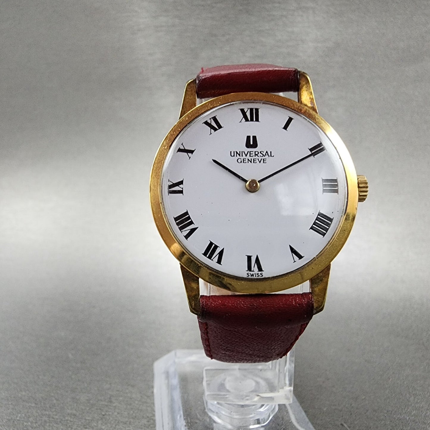 Universal Geneve Watch Men 31mm White Dial Gold Tone Manual Wind 542101 Runs