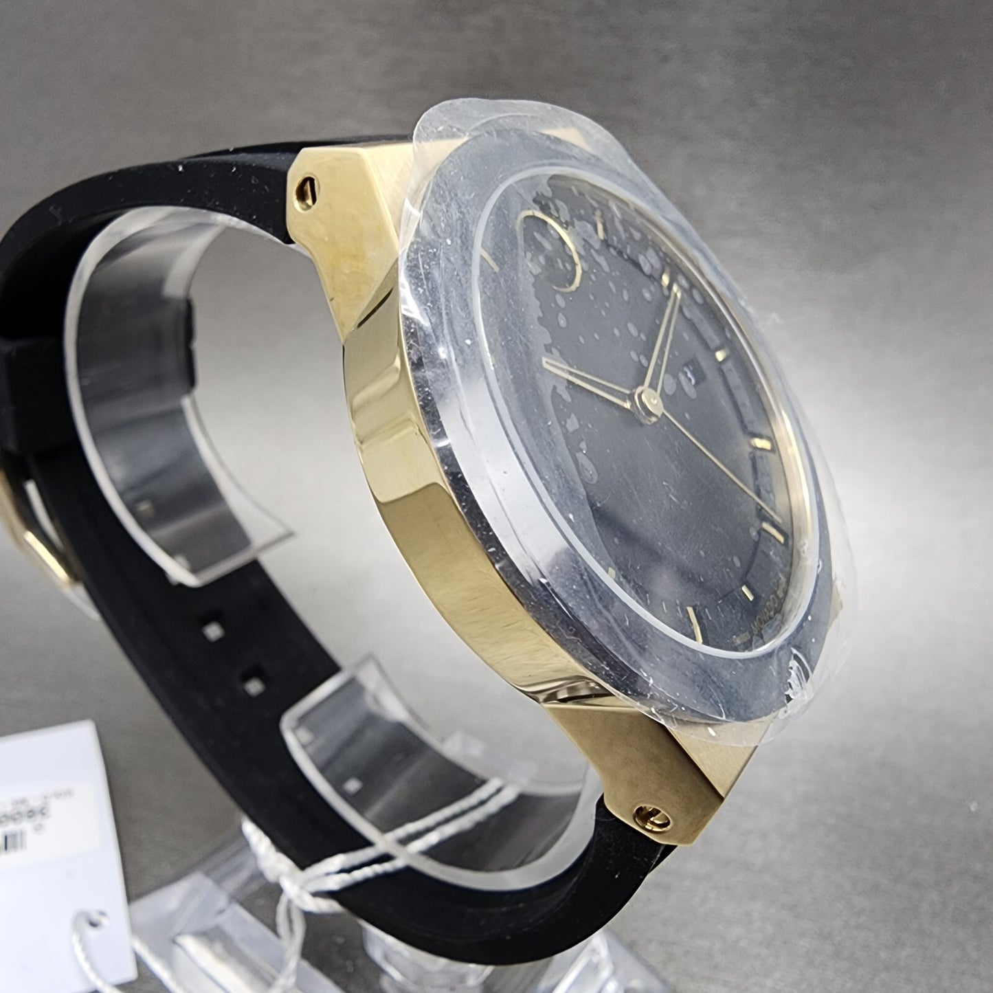 Movado Bold Fusion Watch Men 42mm Black Dial Gold Tone Date Resin Band 3600850