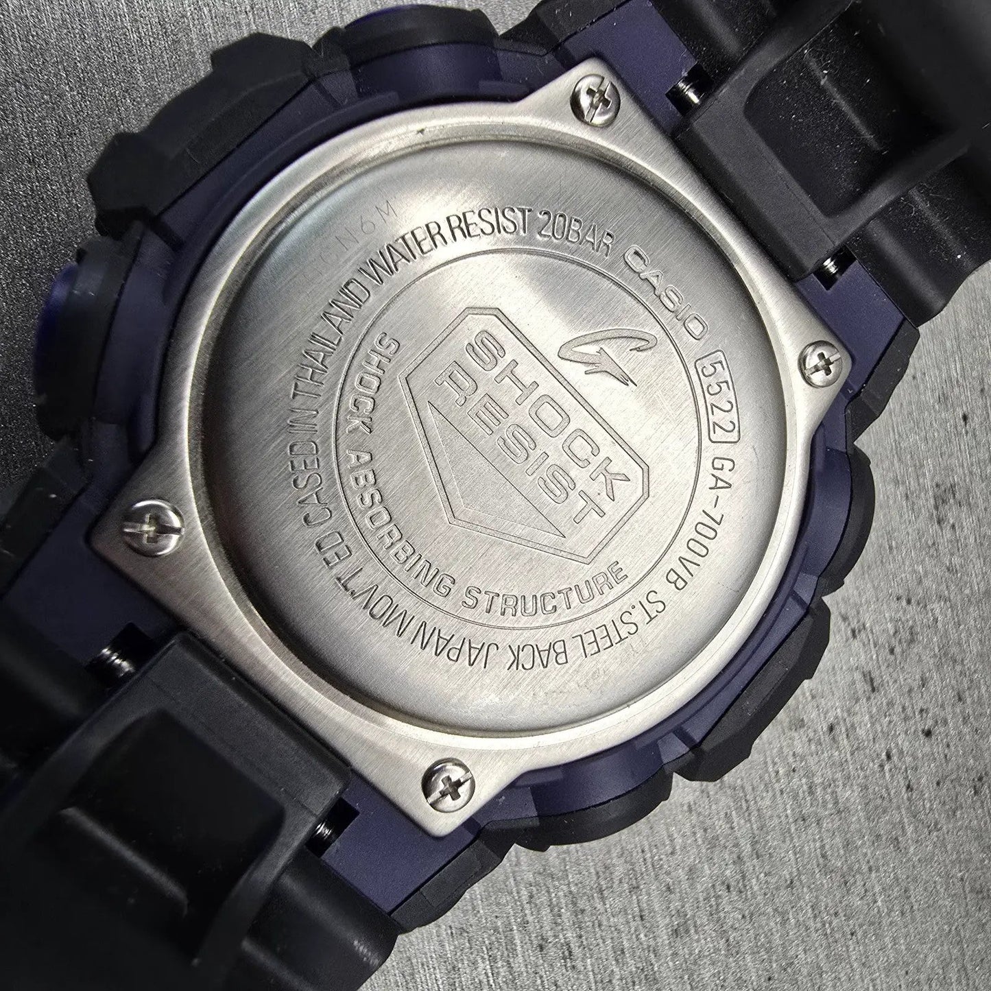 Casio G-Shock GA-700VB Watch Men 54mm Blue Dial Black Chrono Alarm New Battery10