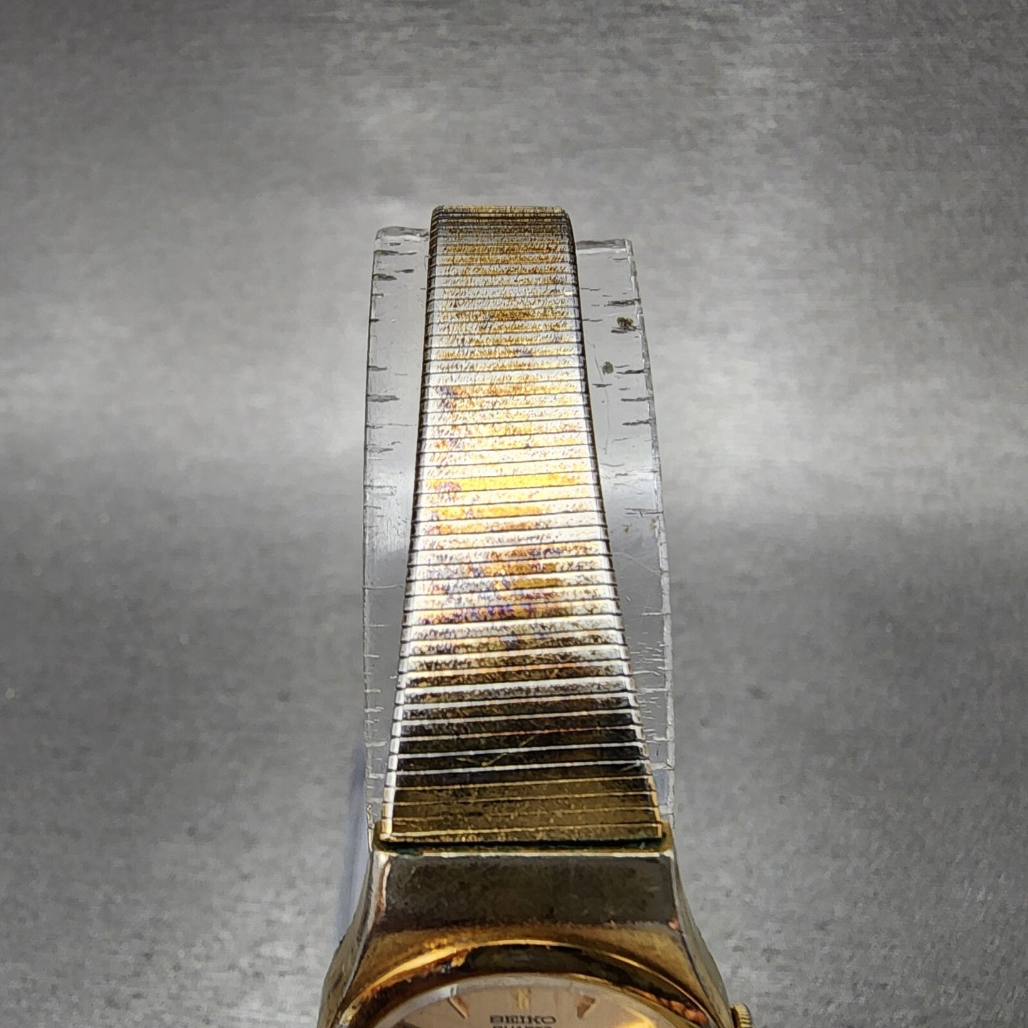 Seiko Watch Women 20mm Gold Dial Gold Tone Round 1400-0039 New Battery