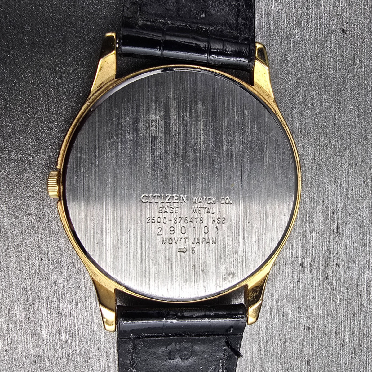 Citizen CQ Watch Men 34mm Black Dial Gold Daydate 2500-S76418 New Battery JP10