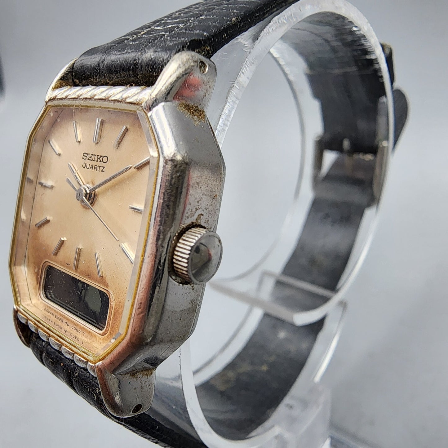 VTG Seiko Watch Women 22mm Analog Digital Silver Dial Palladium READ!!! E029