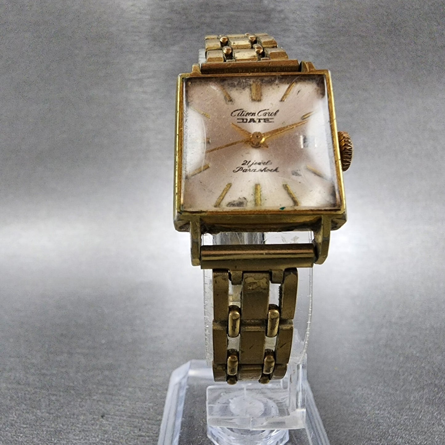 Citizen Carol Date Watch Women 22mm Silver Dial Gold Plated Manual Wind Runs