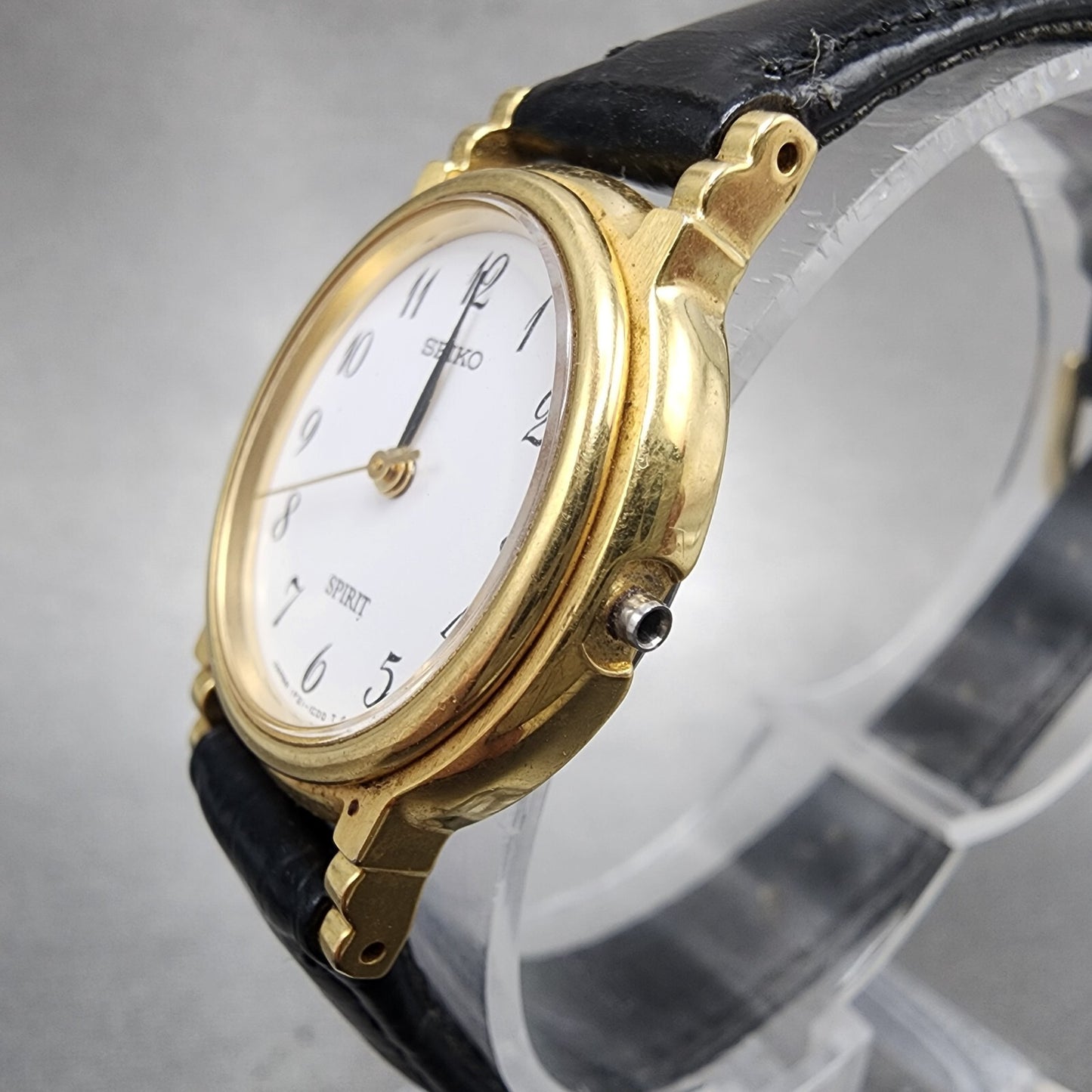 Seiko Spirit Watch Women 22mm White Dial Gold Tone 1f21-5b50 New Battery READ!!!