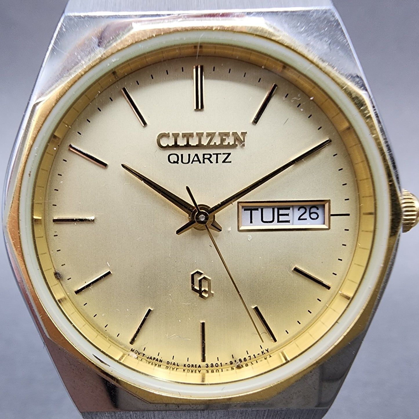 Citizen CQ Watch Men 34mm Champagne Dial Two Tone Daydate 3801-289536 PARTS
