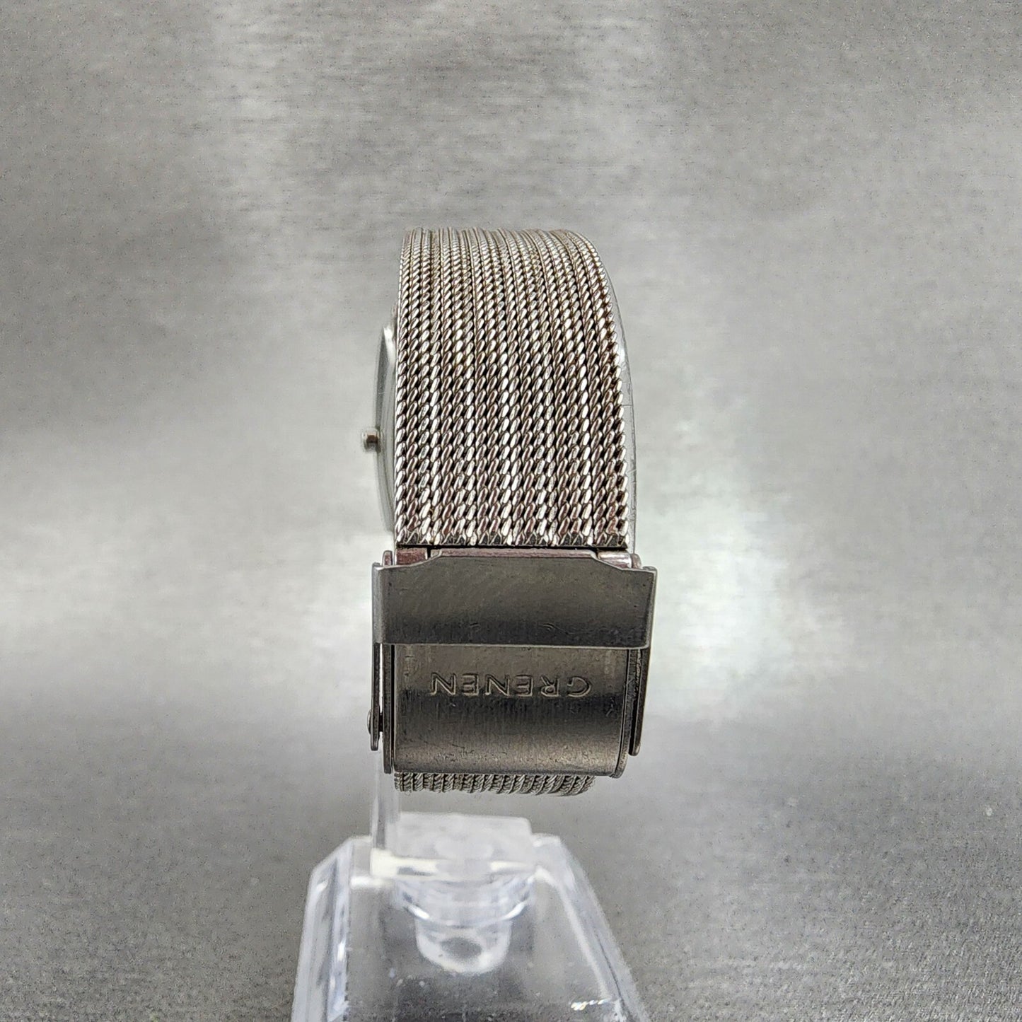 Skagen Grenen Tank Watch Women 23mm Silver Dial Steel Date Rectangle New Battery