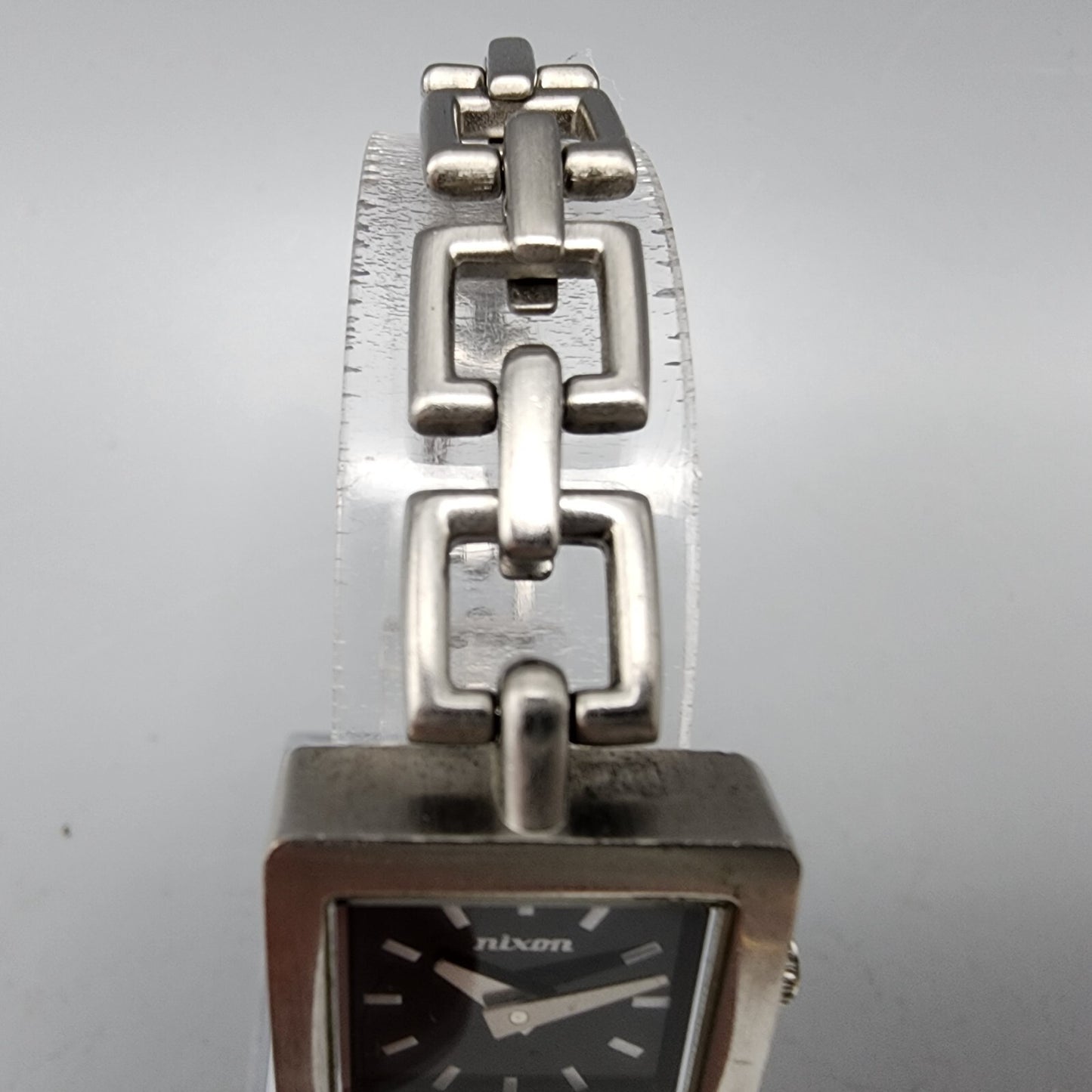 Nixon The Charm Watch Women 19mm Black Dial Silver Tone Square New Battery