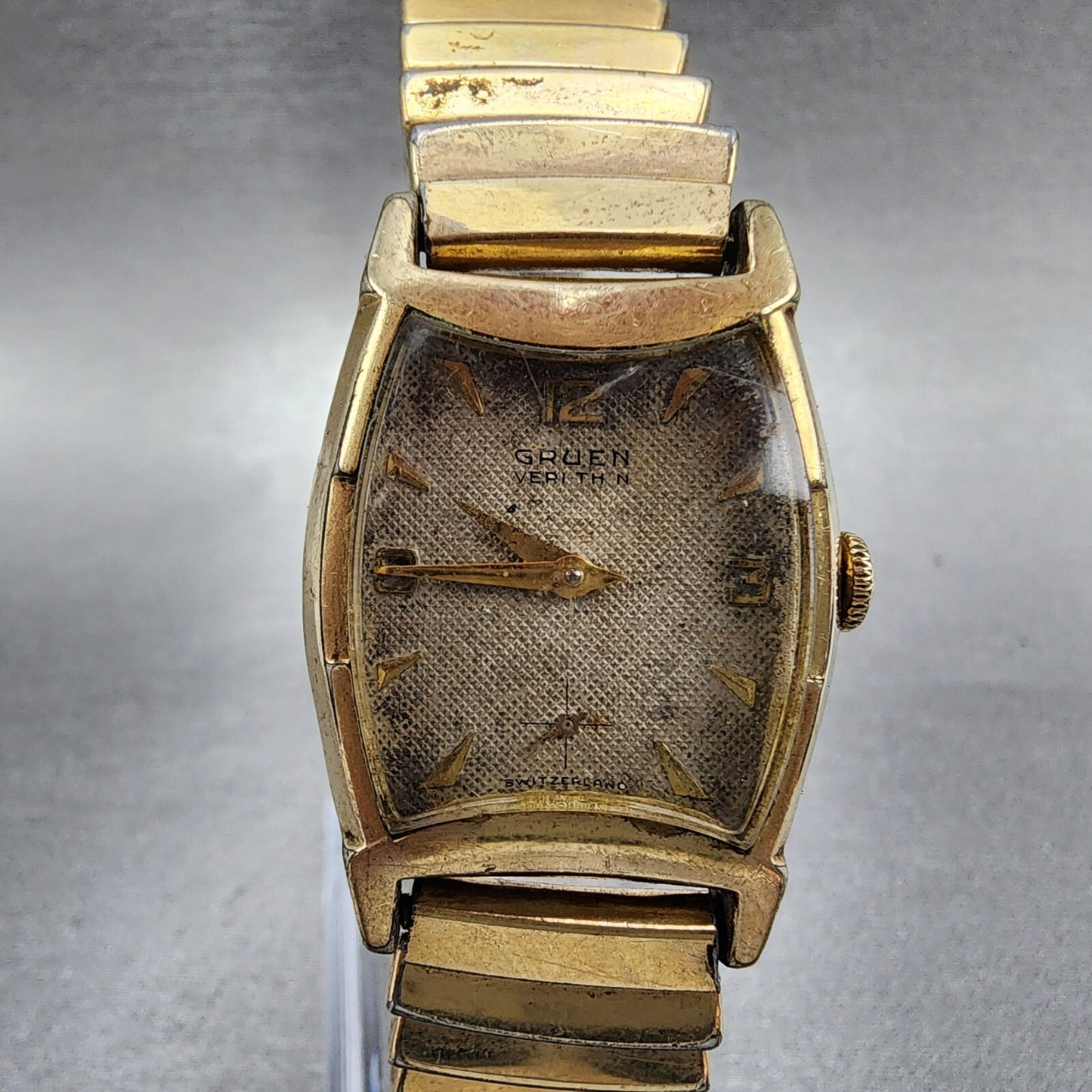 VTG Gruen Veri Thin Watch Men 25mm Cream Dial Gold Filled Manual Wind Cal 415