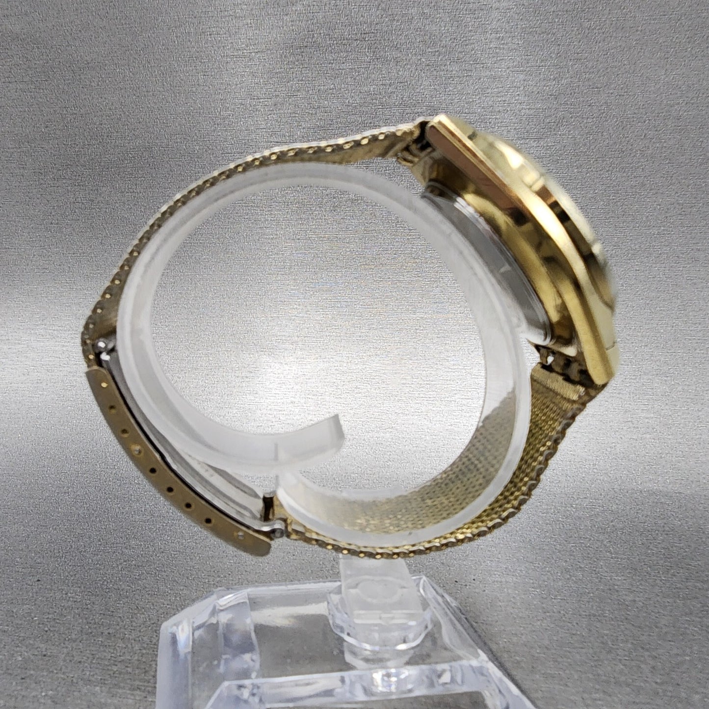 Citizen CQ Crystron Watch Men 34mm White Dial Gold Tone Daydate 4-710240 PARTS