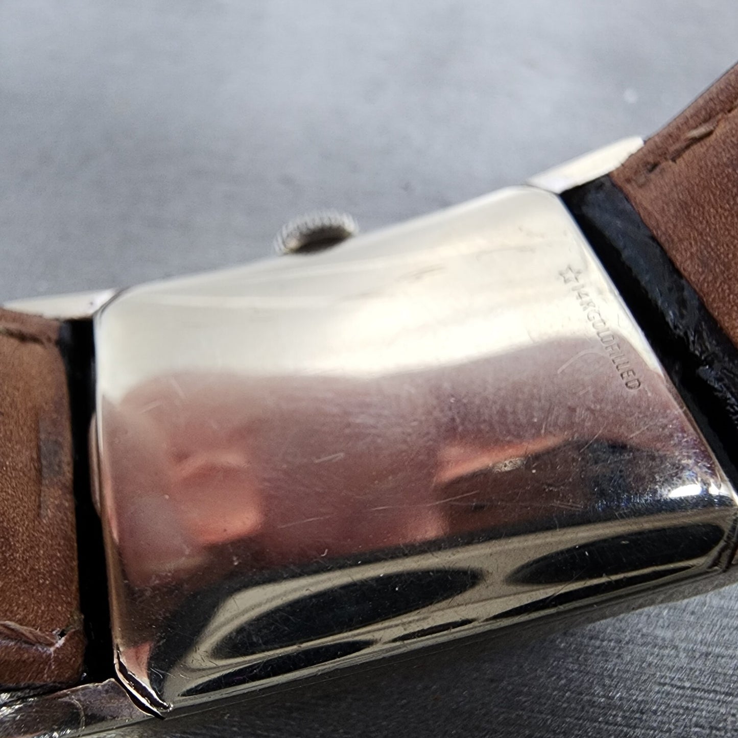 Lord Elgin Tank Watch Men 23mm Black Dial Silver Tone Manual Rectangle Runs