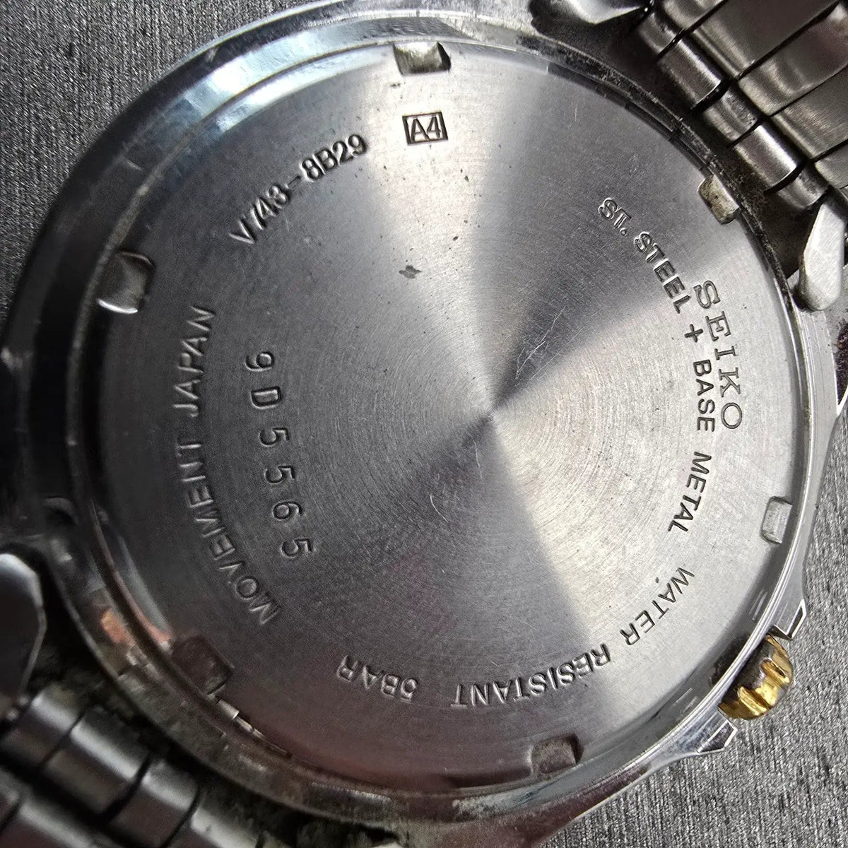 Seiko Watch Men 38mm White Dial Two Tone Daydate Round V743-8B29 New Battery VTG10