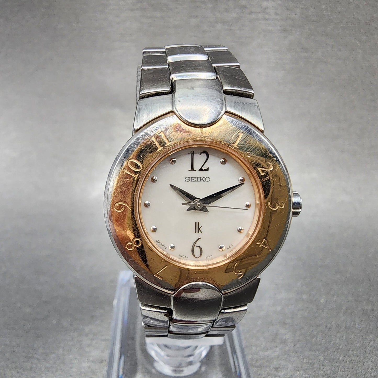 Seiko Lukia Watch Women 24mm MOP Dial Two Tone Round 1N01-0L80 New Battery
