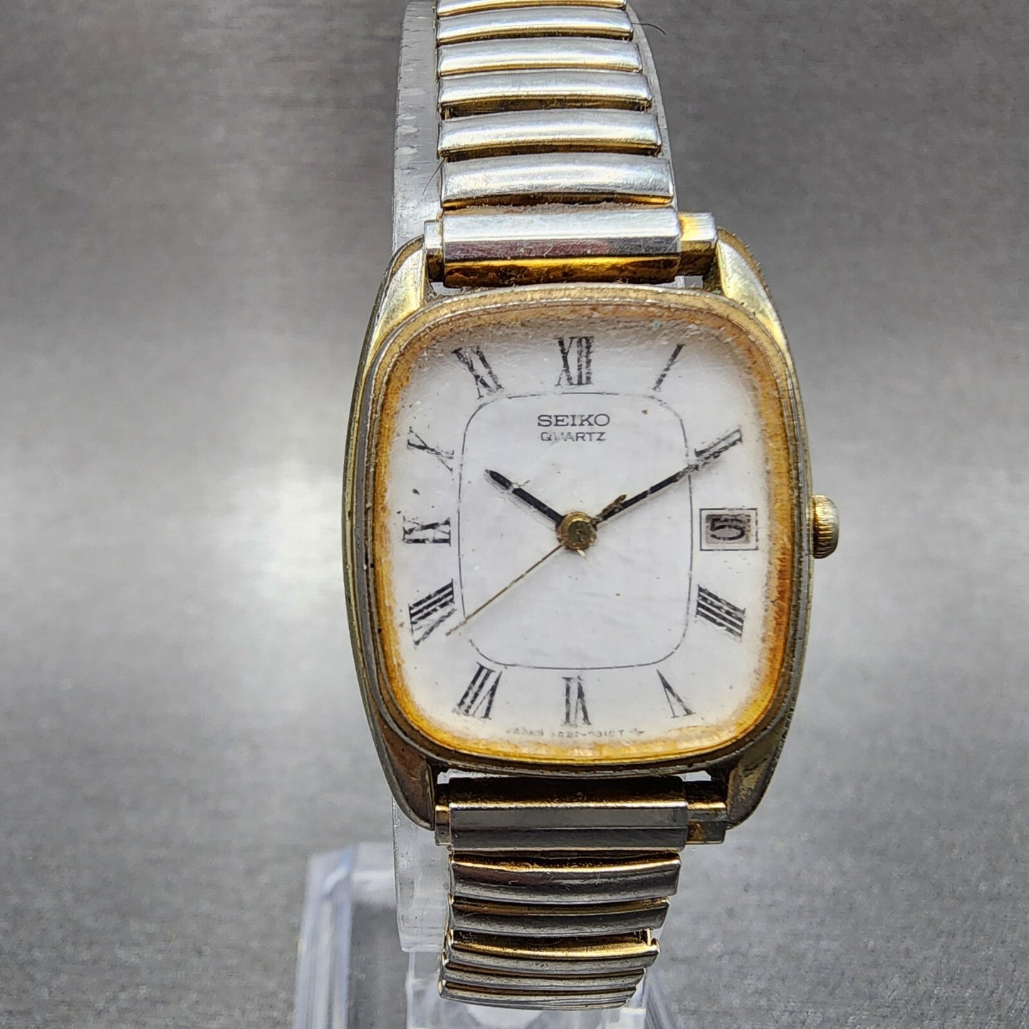 Seiko Watch Women 21mm White Dial Gold Tone Date 2a22-5080 New Battery READ!!!!!