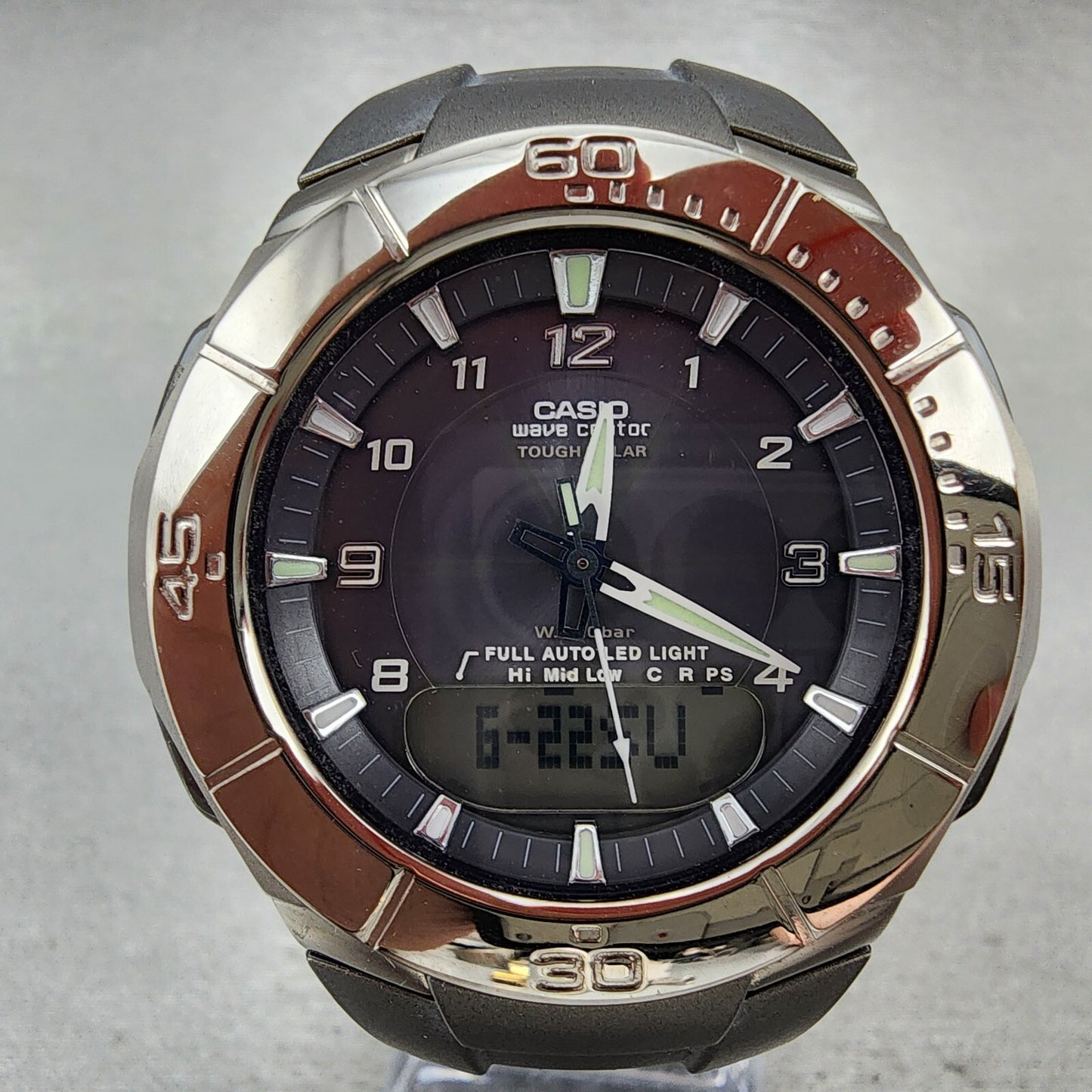 Casio Wave Ceptor WVA-410TJ Watch Men 43mm Analog Digital Titanium Alarm Works