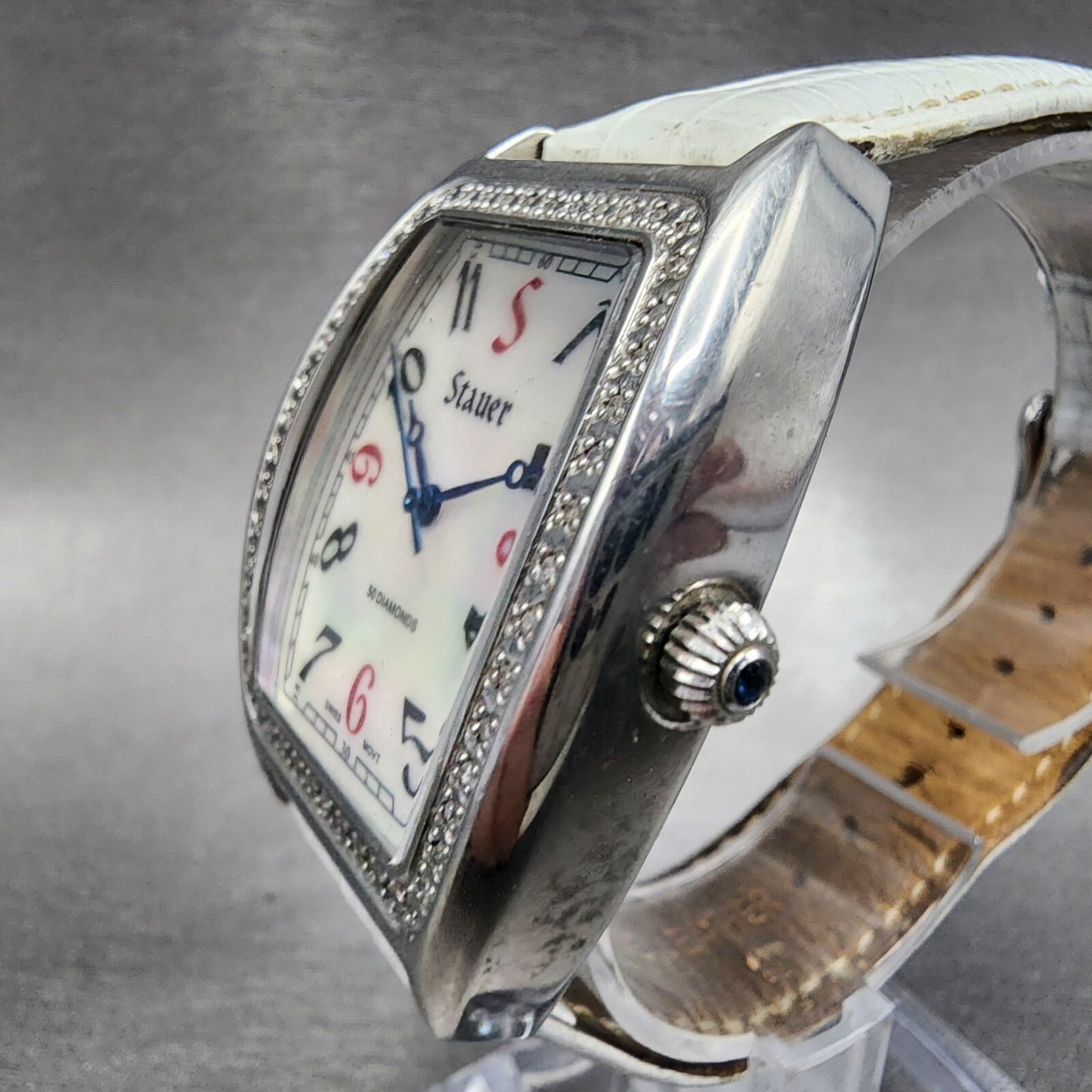 Stauer Watch Women 34mm MOP Dial Steel Diamond Accents 15510 New Battery